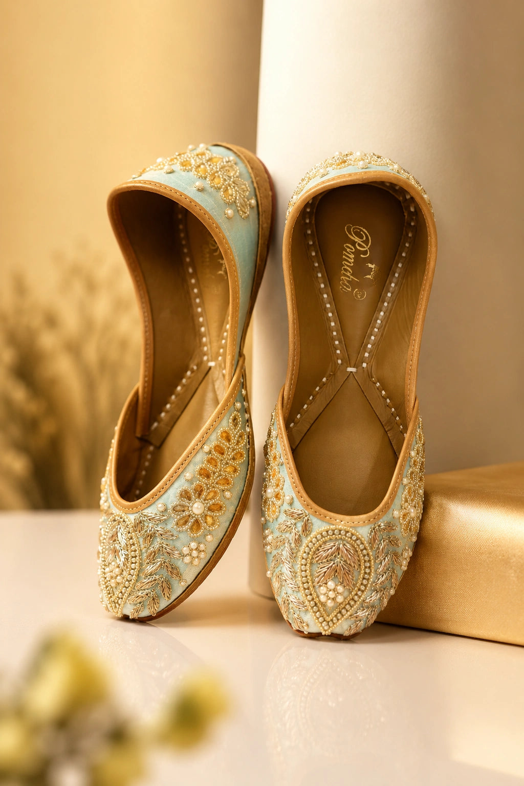 POWDER BLUE BEADED & SEQUIN JUTTI FOR WOMEN