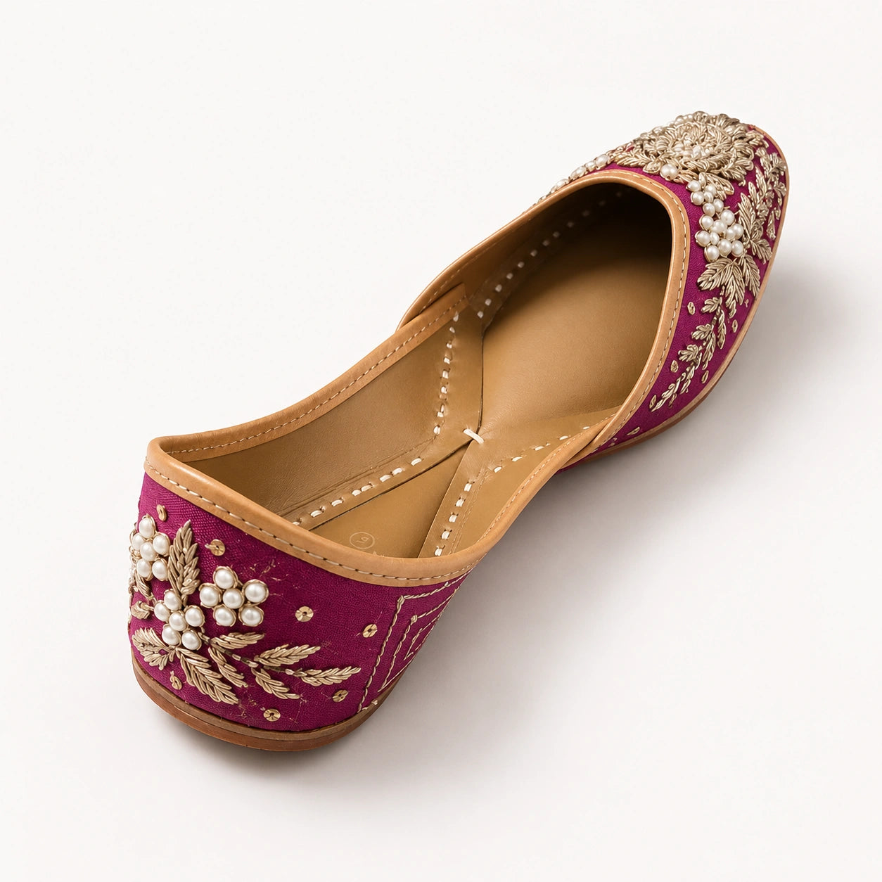 RANI PINK EMBROIDERED & BEADED JUTTI FOR WOMEN