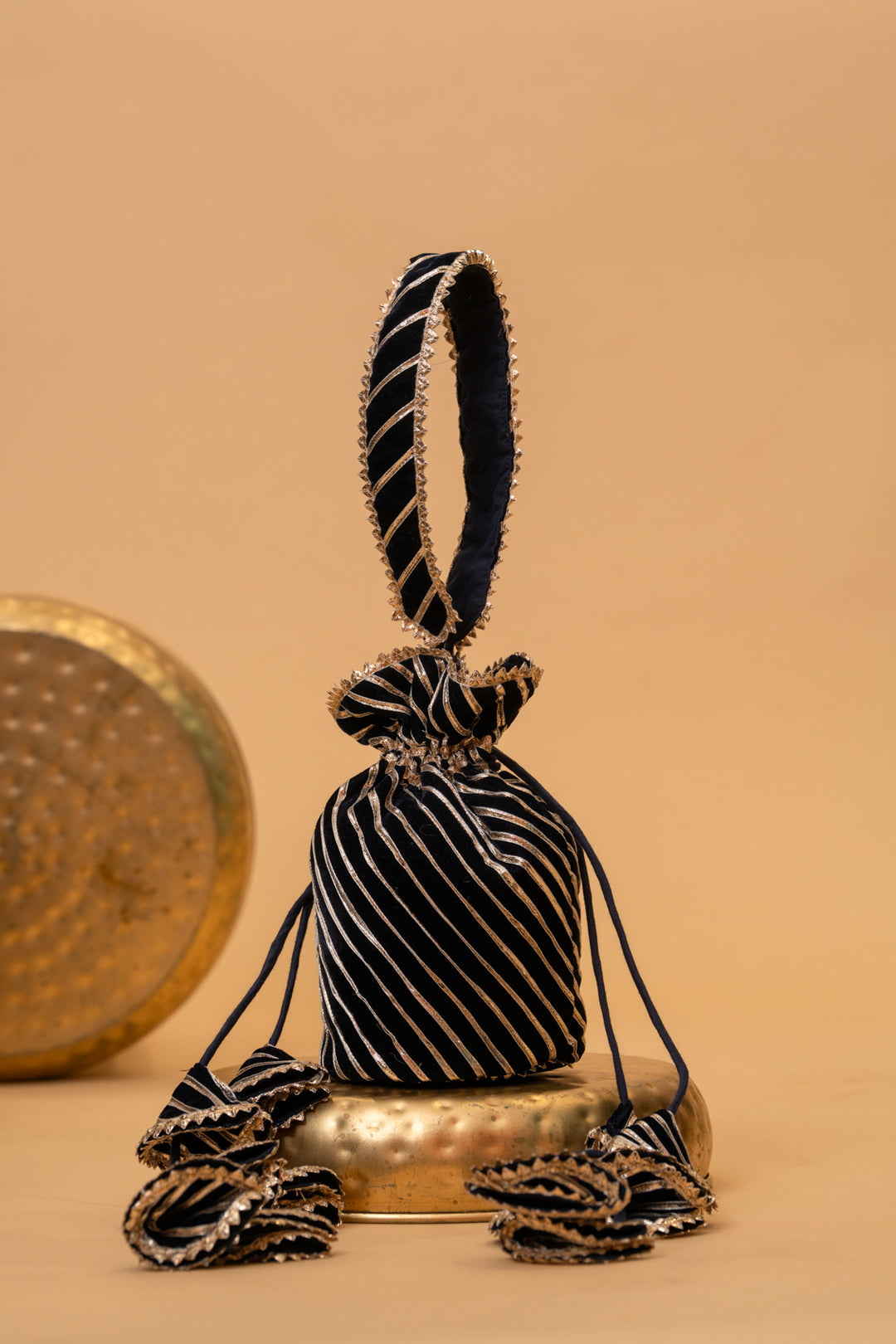 BLACK ROYAL GOTA PATTI POTLI BAG