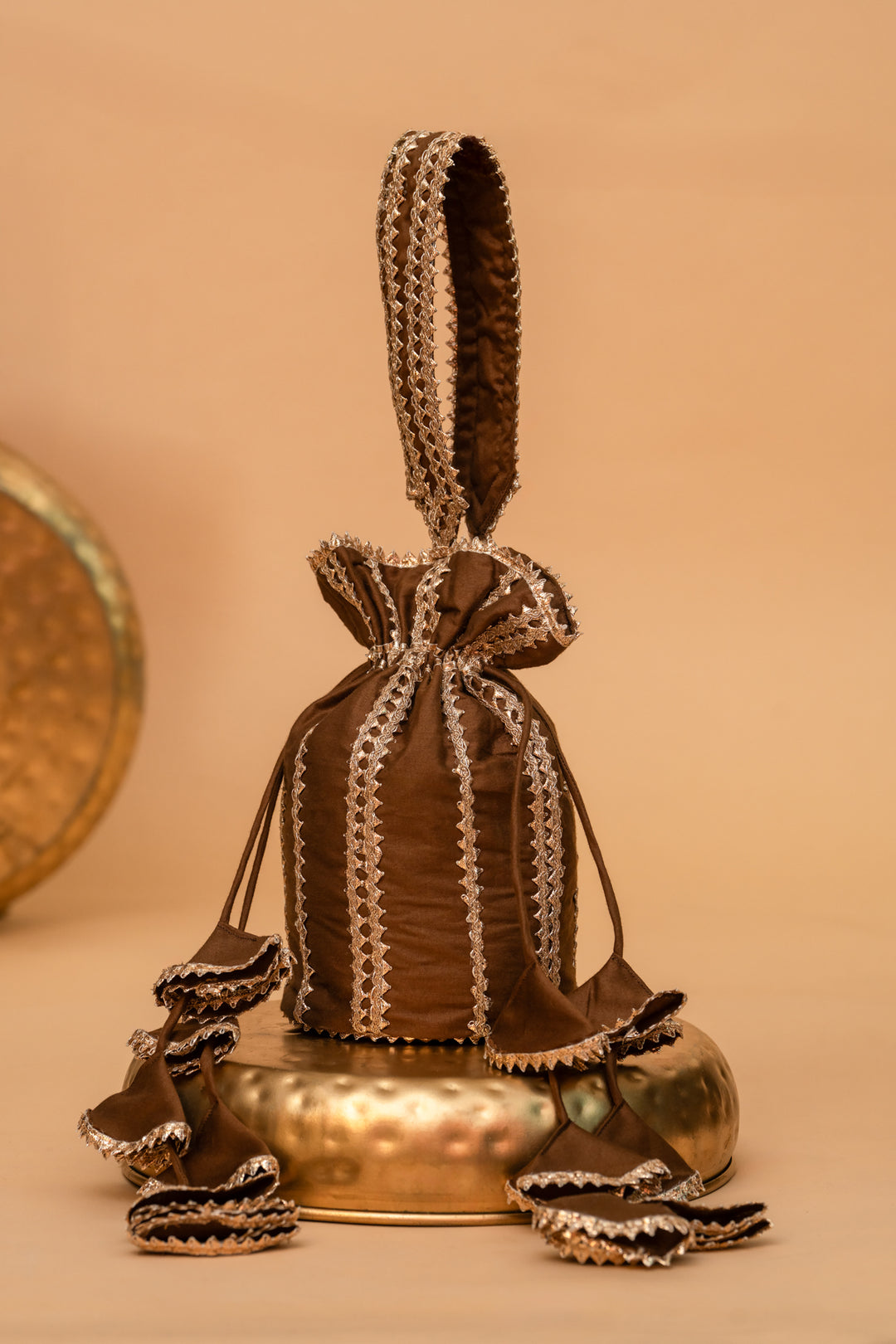 BROWN RANG GOTA PATTI  POTLI BAG