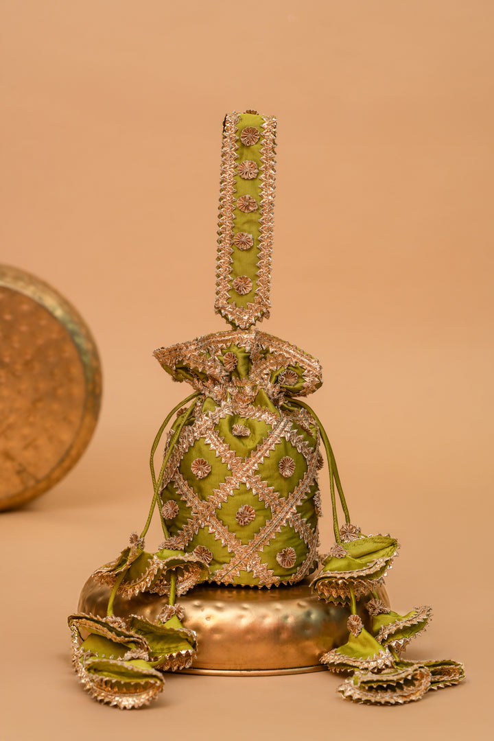 HARA RANG GOTA  PATTI POTLI BAG