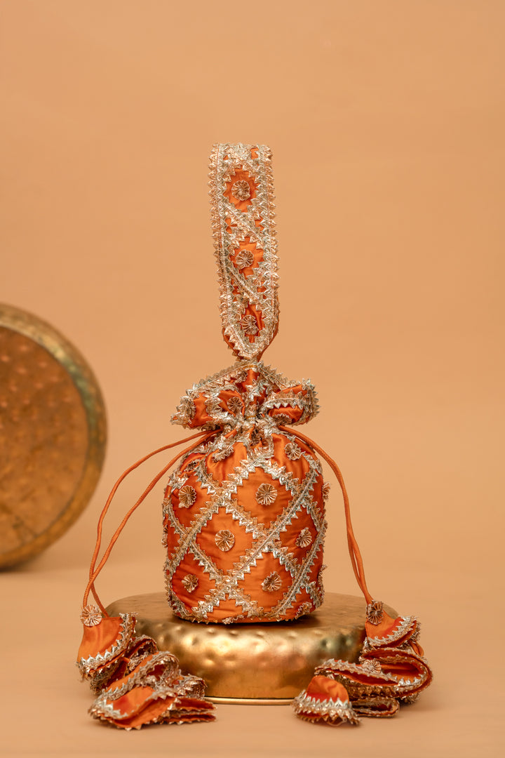 ORANGE MIST GOTA PATTI POTLI BAG