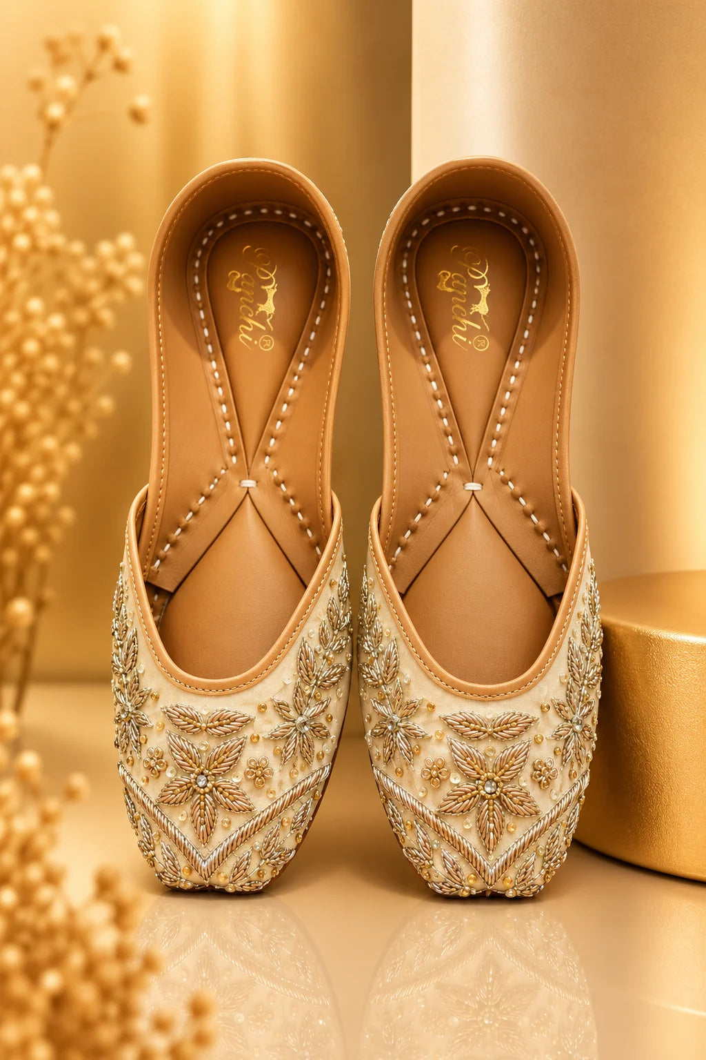 SITARA OFF WHITE HANDWORK JUTTIS FOR WOMEN