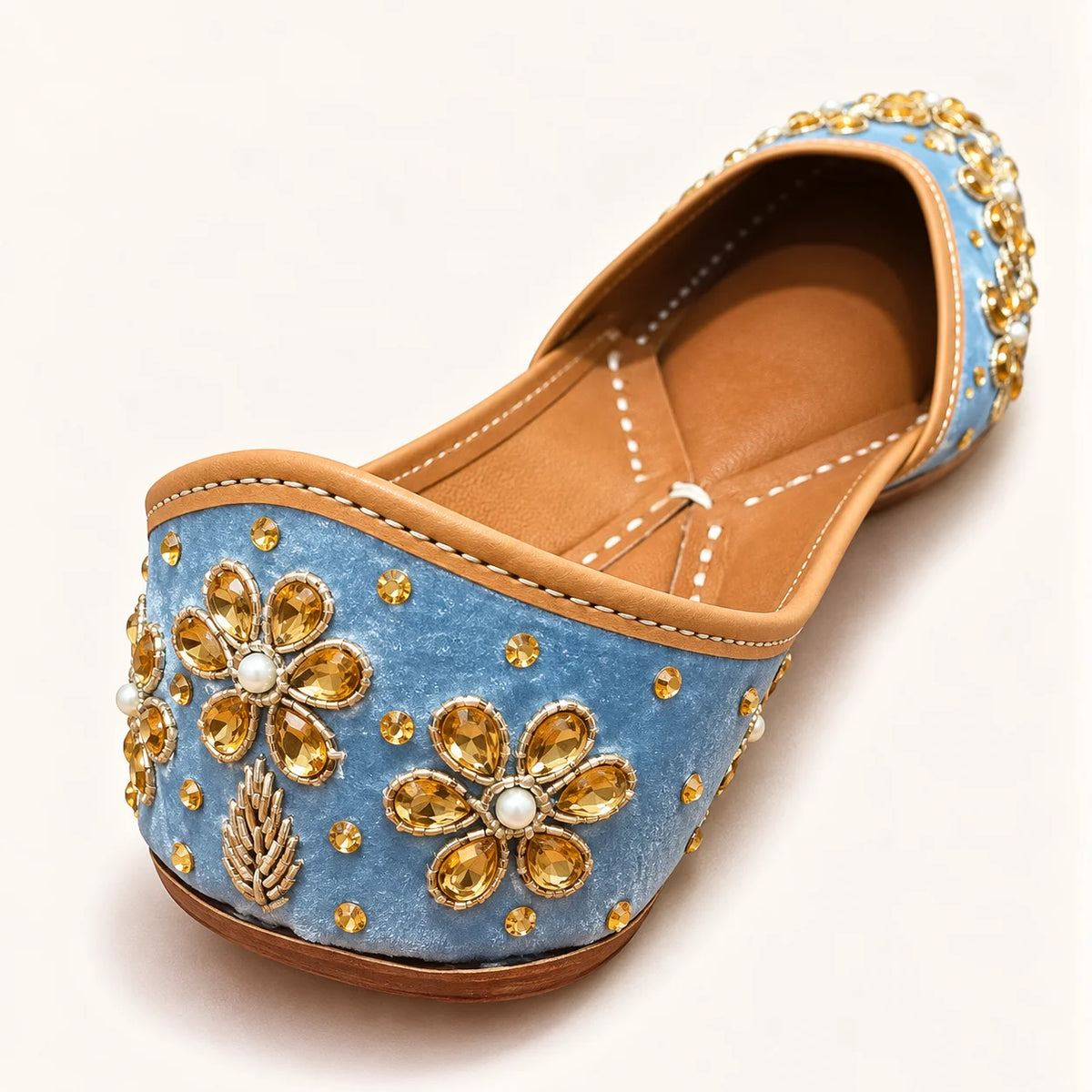 POWDER BLUE HANDWORK JUTTIS FOR WOMEN