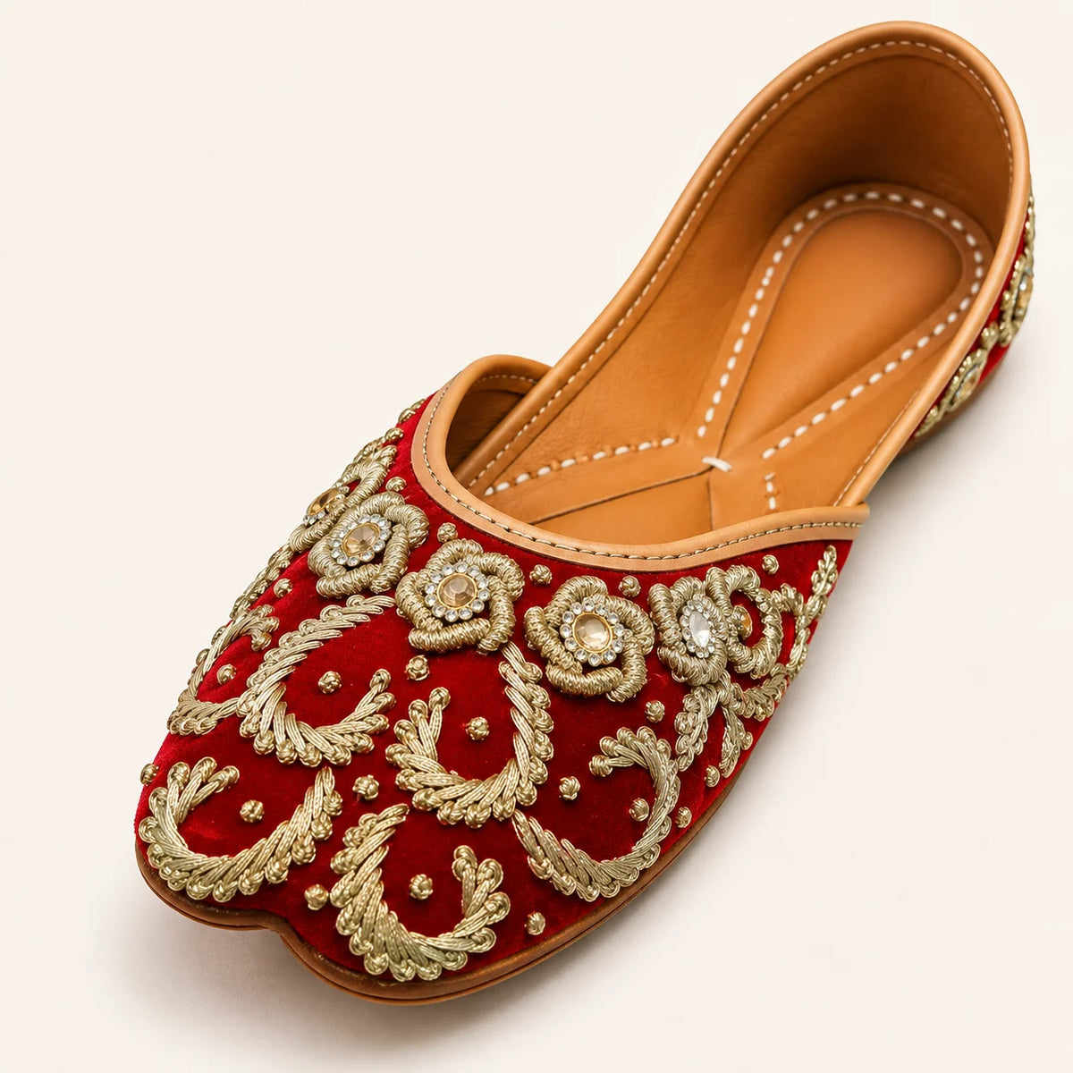 SURKH GUL DABKA HANDWORK JUTTIS FOR WOMEN