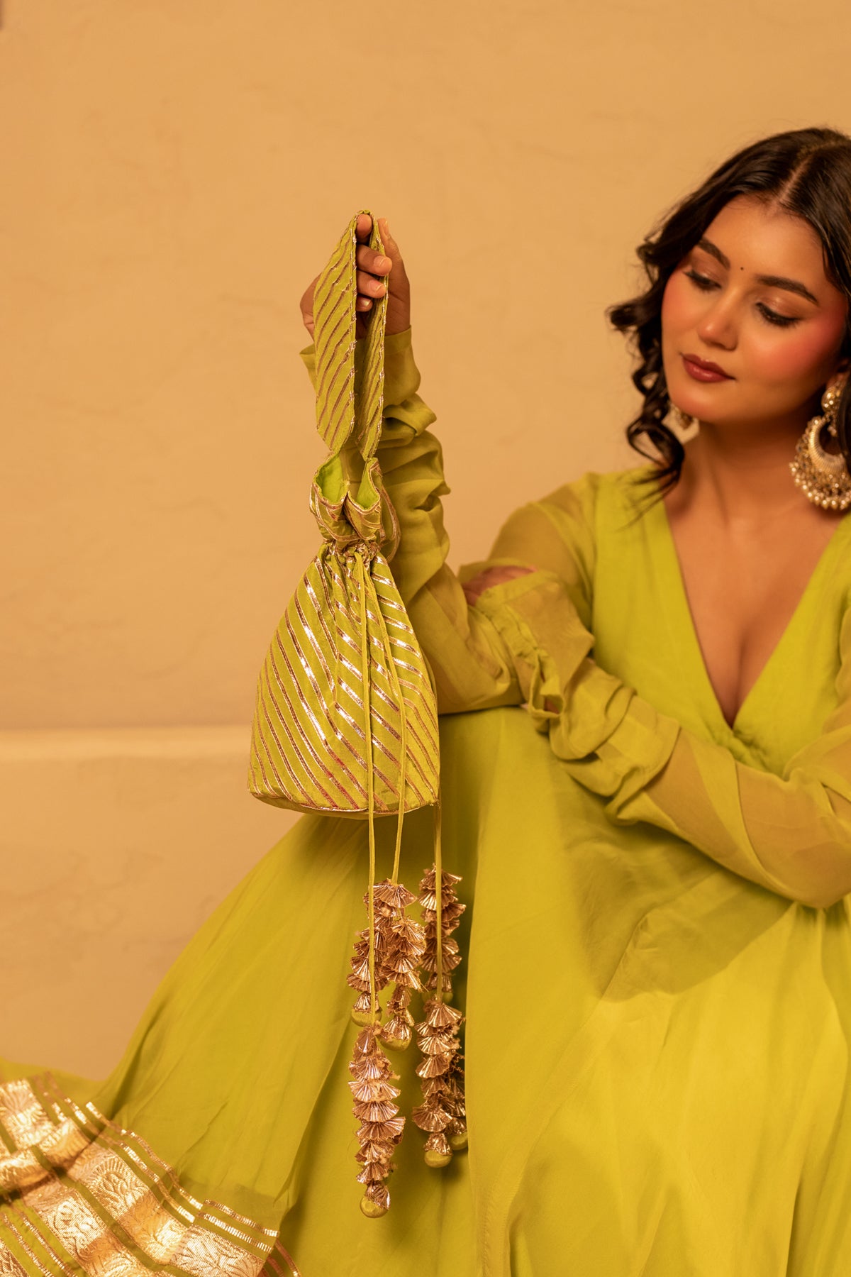 GOTTA BAZAR HARITA GOTA ORGANZA ANARKALI  SET