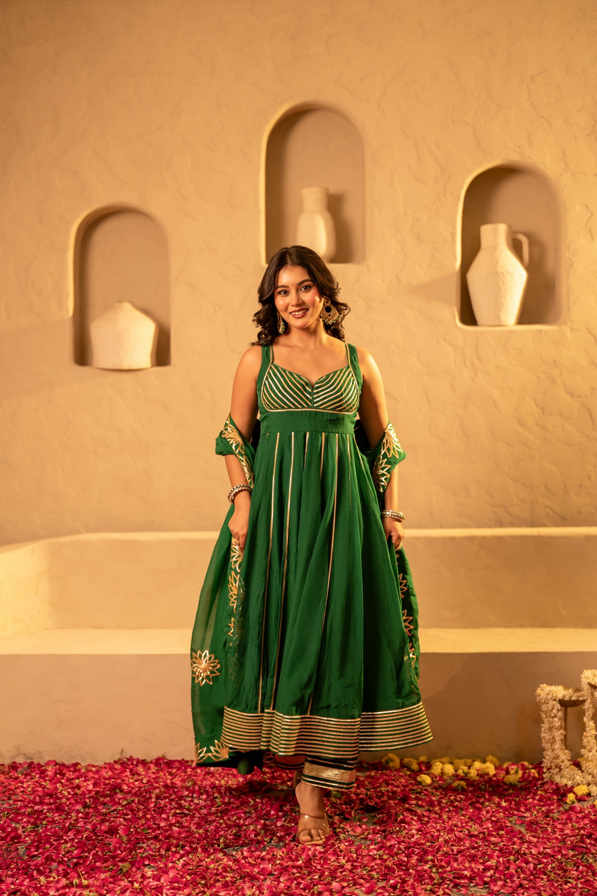 GOTTA BAZAR SAAWAN HARIYALI ORGANZA  HANDWORK GOTA PATTI  ANARKALI SET