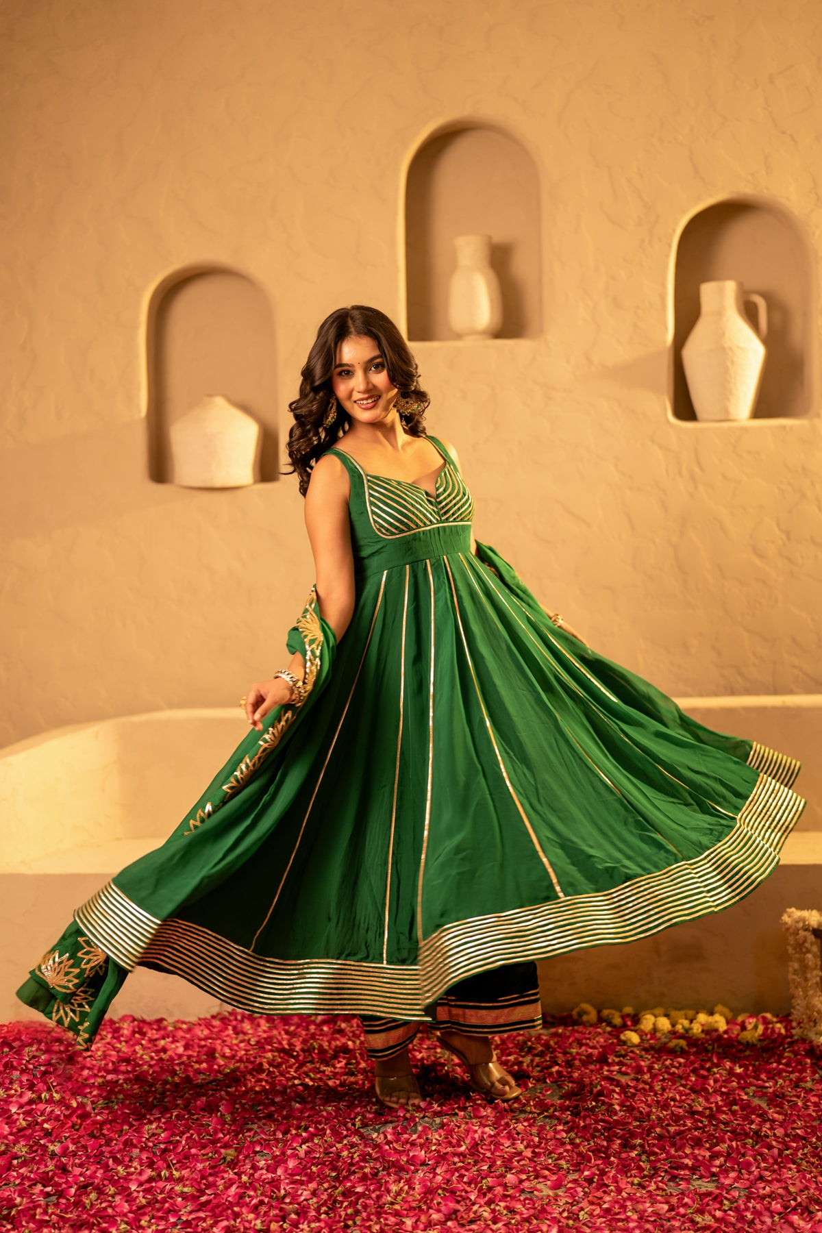 GOTTA BAZAR SAAWAN HARIYALI ORGANZA  HANDWORK GOTA PATTI  ANARKALI SET