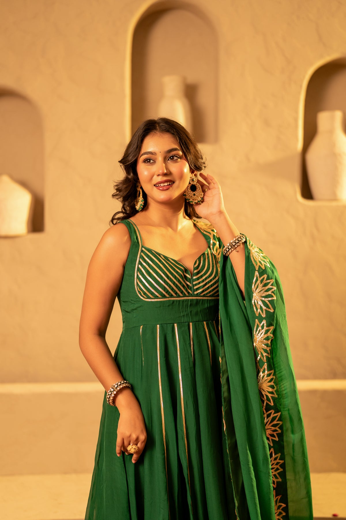 GOTTA BAZAR SAAWAN HARIYALI ORGANZA  HANDWORK GOTA PATTI  ANARKALI SET