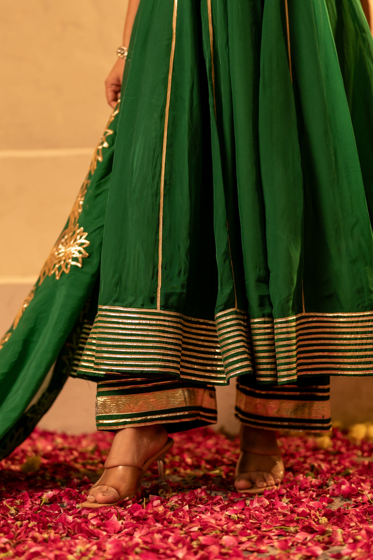 GOTTA BAZAR SAAWAN HARIYALI ORGANZA  HANDWORK GOTA PATTI  ANARKALI SET