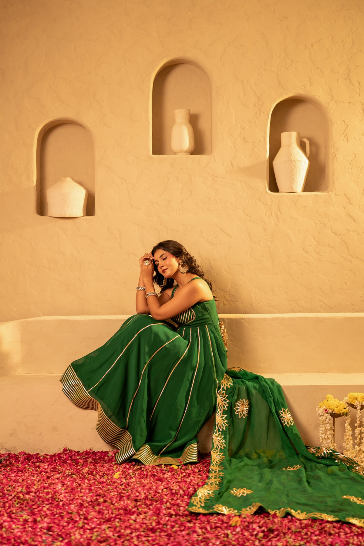 GOTTA BAZAR SAAWAN HARIYALI ORGANZA  HANDWORK GOTA PATTI  ANARKALI SET