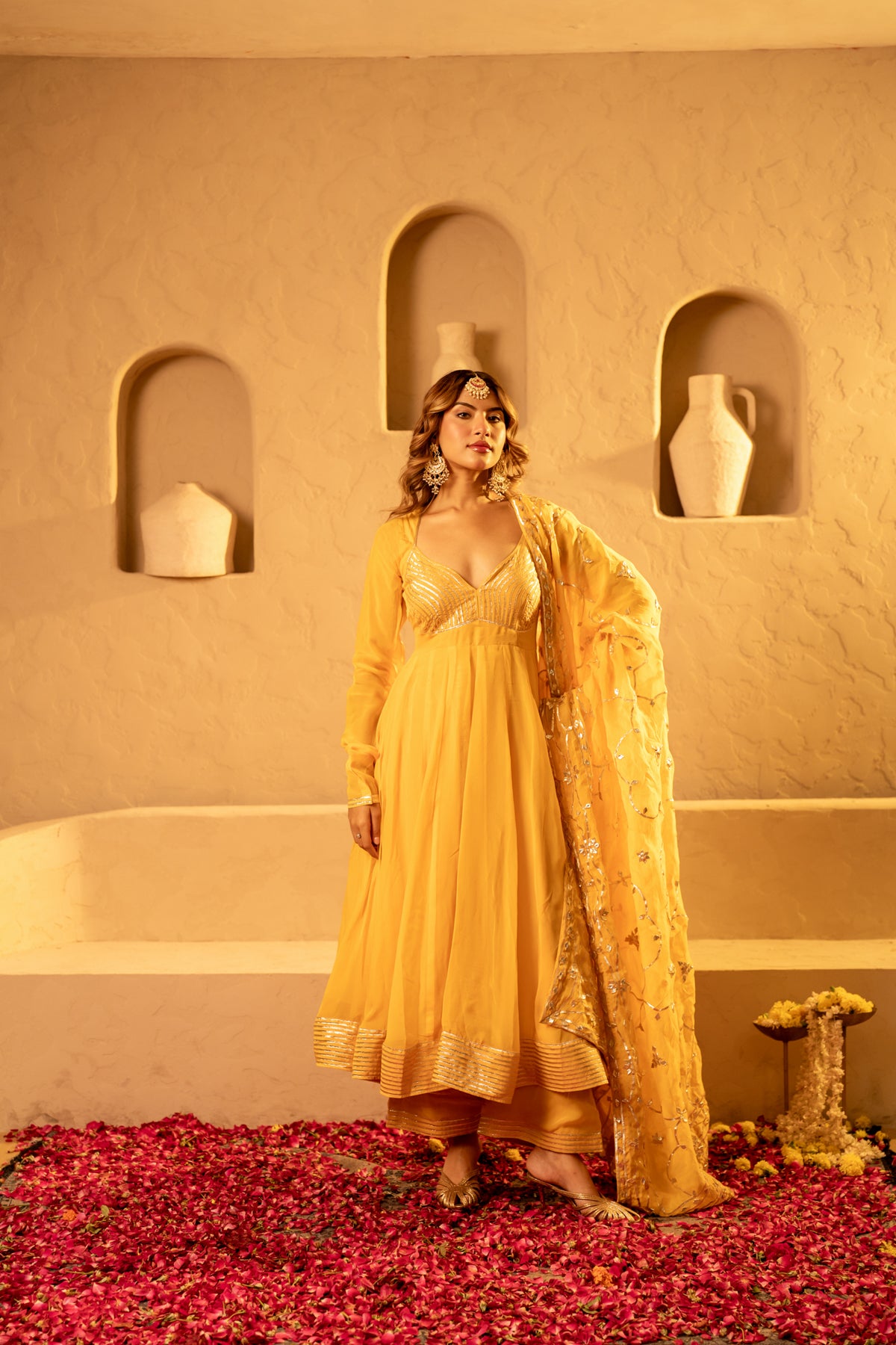 GOTTA BAZAR SURYAMUKHI GOTA FLARE ANARKALI SET WITH GOTA JAAK DUPATTA