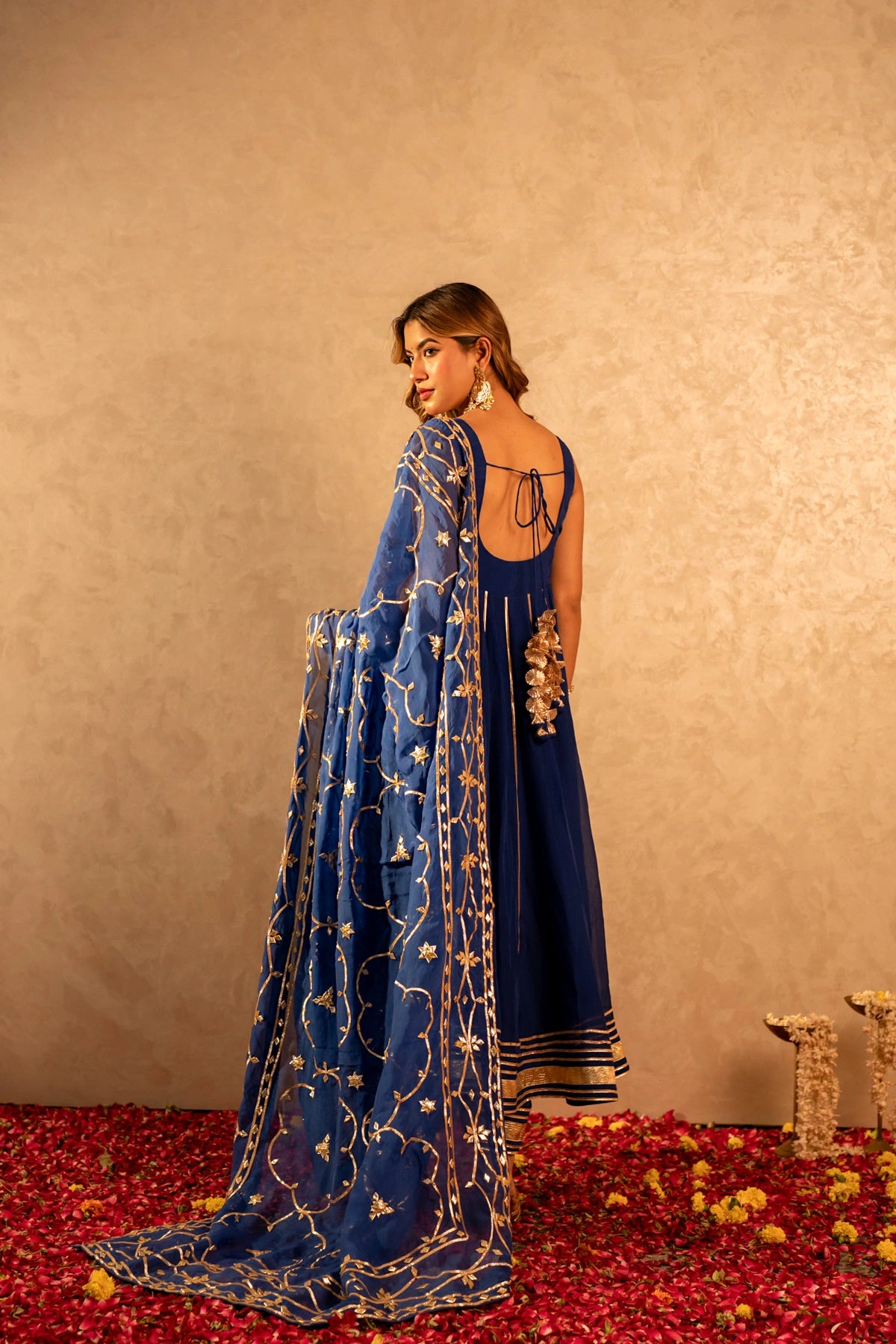 GOTTA BAZZAR MAYURA GOTA ORGANZA  ANARKALI SET WITH JAAL DUPATTA
