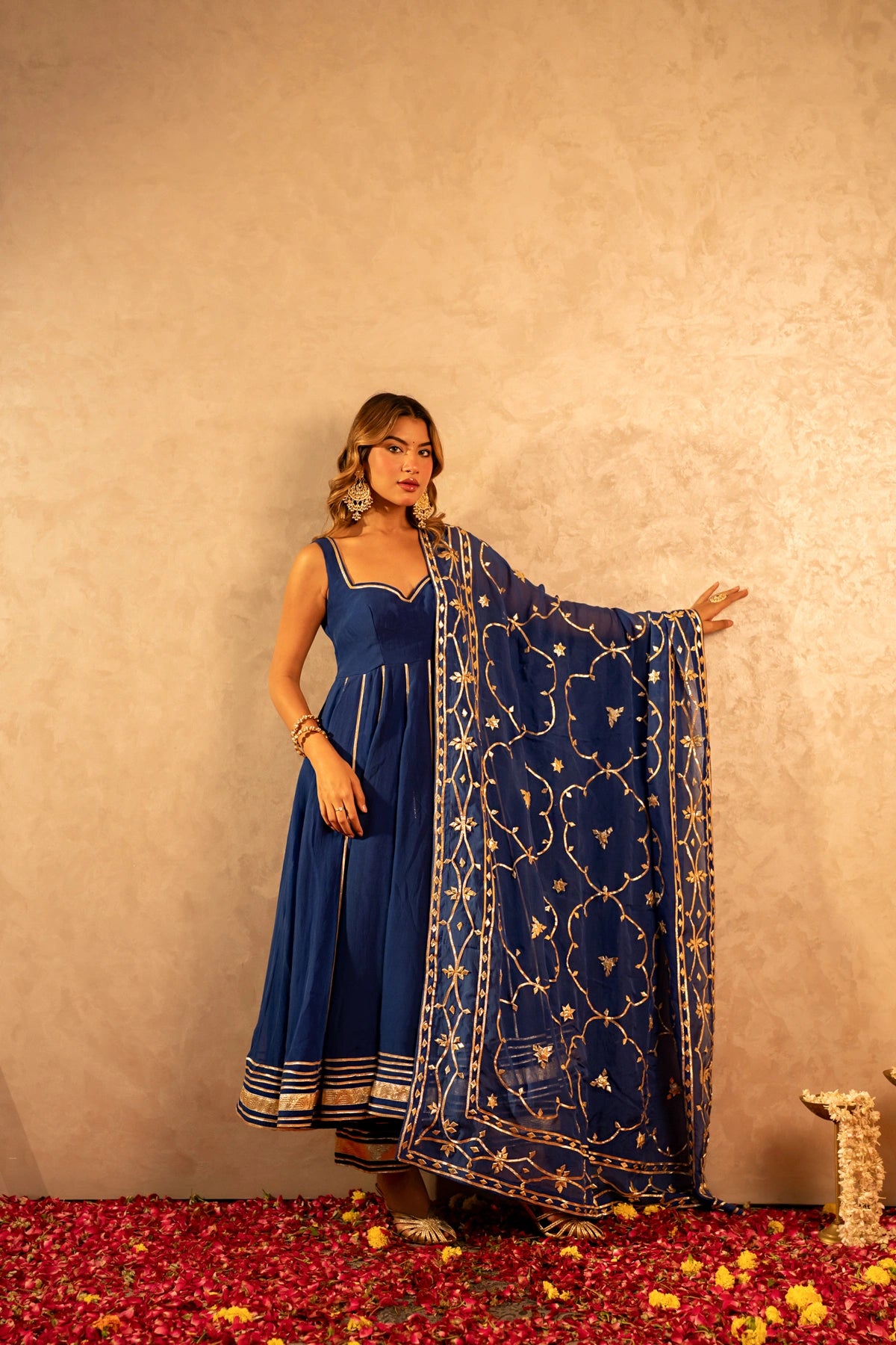 GOTTA BAZZAR MAYURA GOTA ORGANZA  ANARKALI SET WITH JAAL DUPATTA