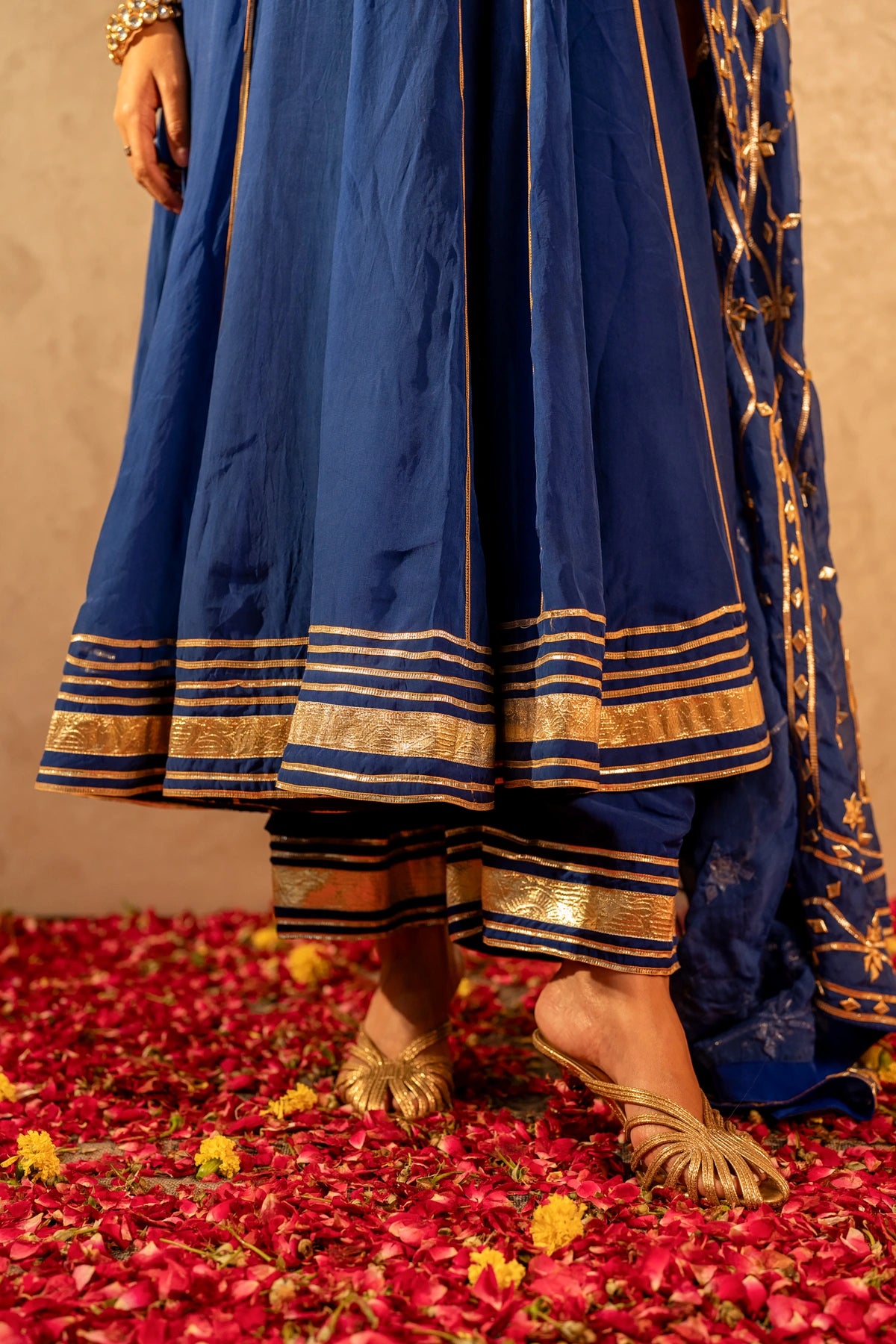 GOTTA BAZZAR MAYURA GOTA ORGANZA  ANARKALI SET WITH JAAL DUPATTA