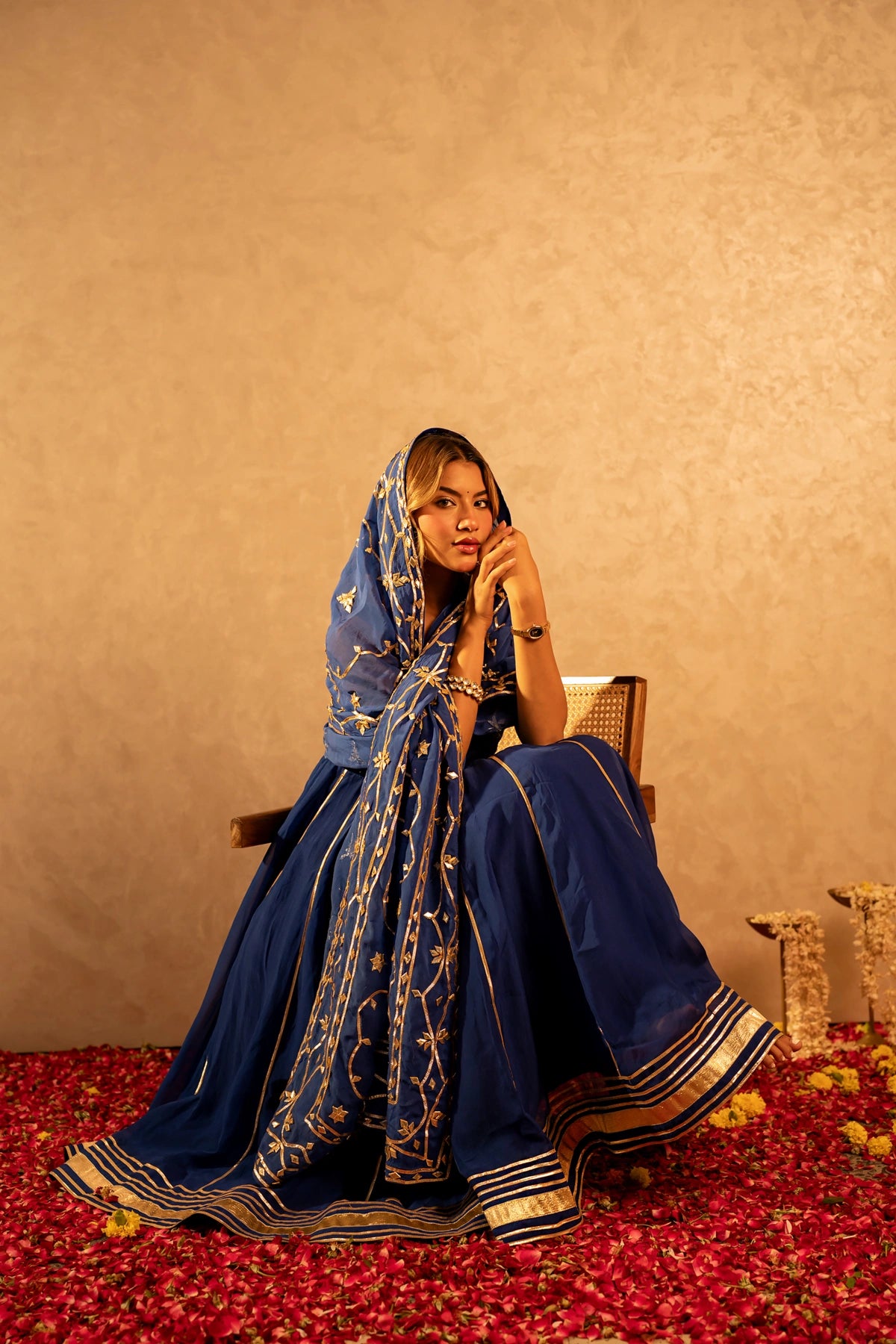 GOTTA BAZZAR MAYURA GOTA ORGANZA  ANARKALI SET WITH JAAL DUPATTA