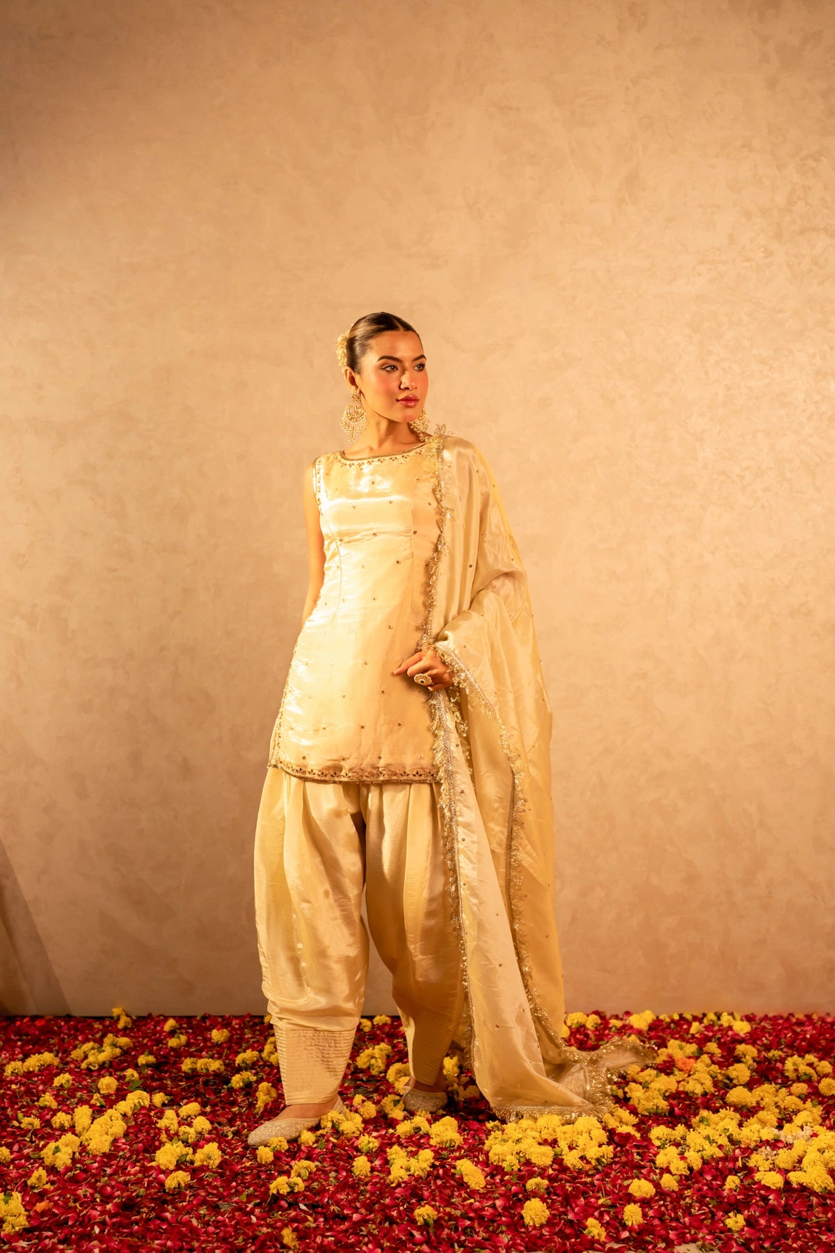 GOTTA BAZAR  SHEESH COSMOS HAND WORK  FARSI SALWAR SET