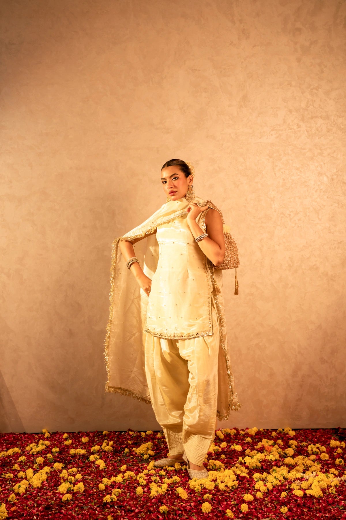 GOTTA BAZAR  SHEESH COSMOS HAND WORK  FARSI SALWAR SET