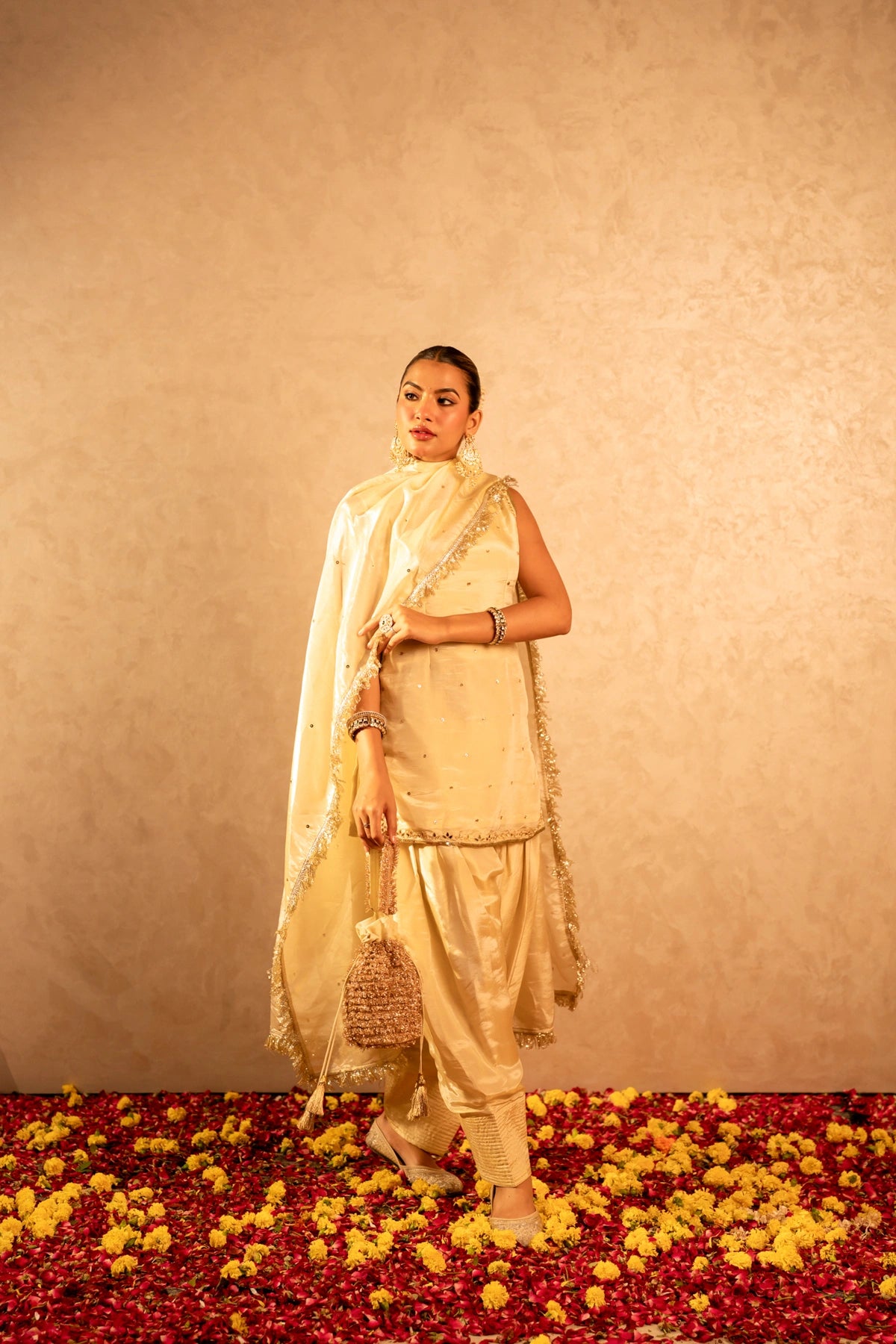 GOTTA BAZAR  SHEESH COSMOS HAND WORK  FARSI SALWAR SET