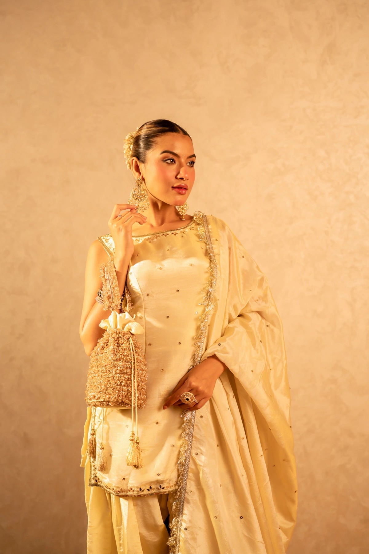 GOTTA BAZAR  SHEESH COSMOS HAND WORK  FARSI SALWAR SET