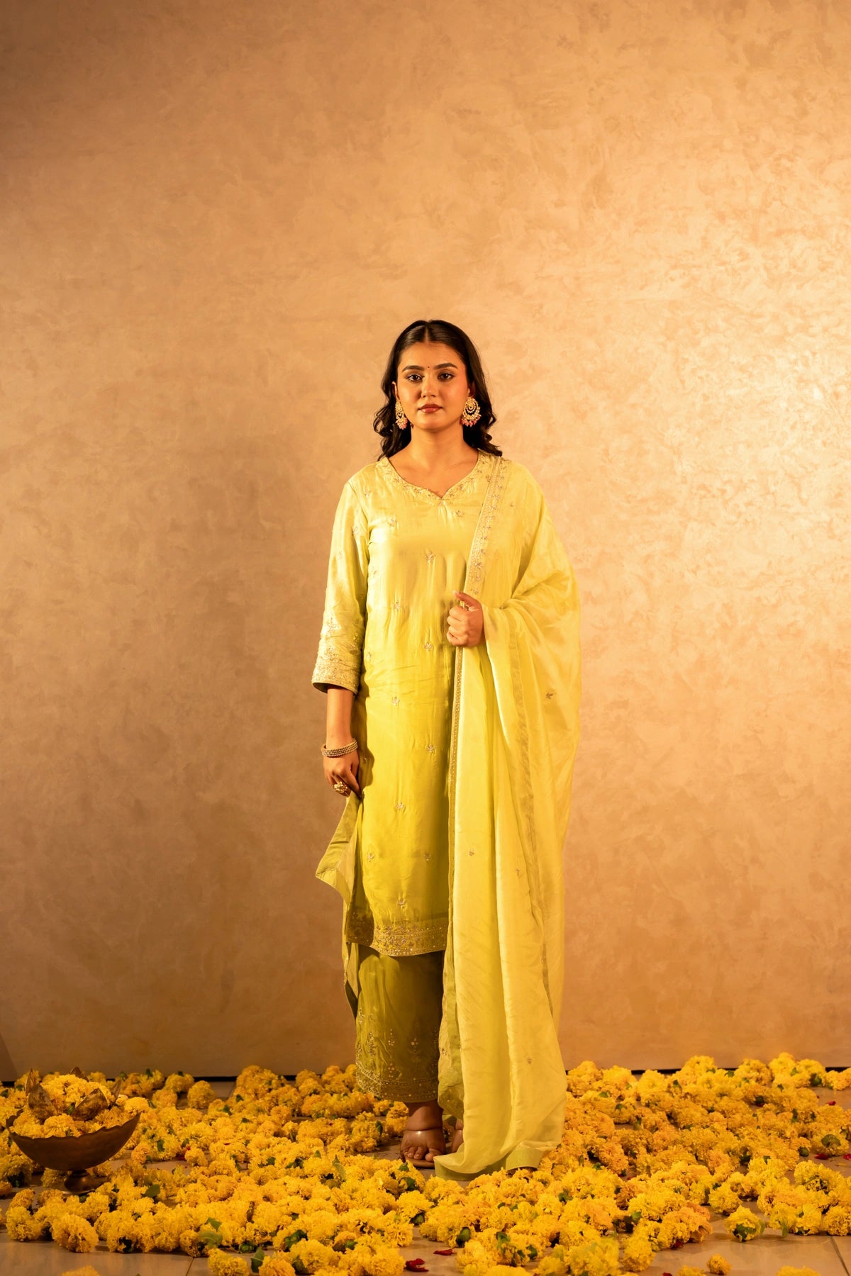 GOTTA BAZAR TWO TONE PEET SILK ZARDOZI HANDWORK STRAIGHT SUIT SET