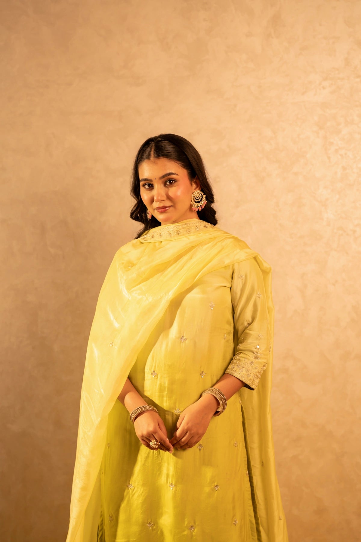 GOTTA BAZAR TWO TONE PEET SILK ZARDOZI HANDWORK STRAIGHT SUIT SET