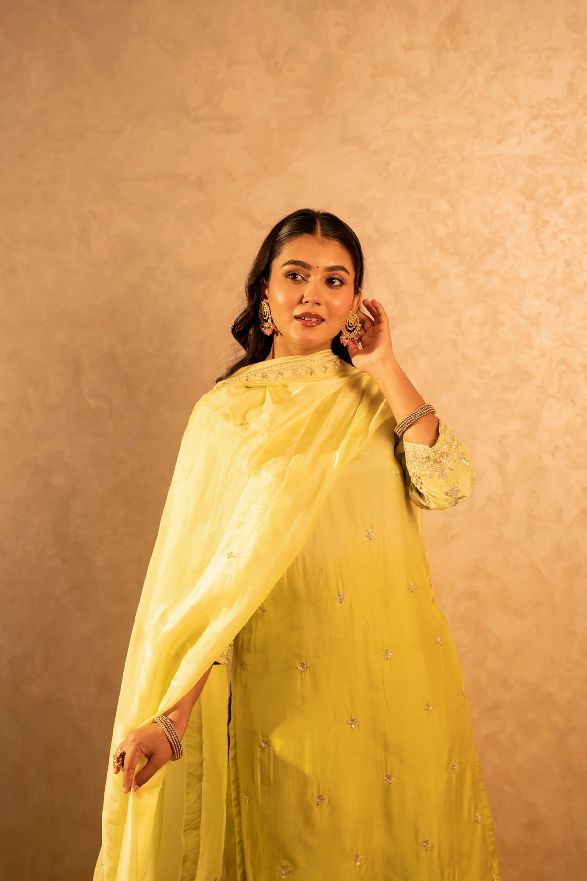 GOTTA BAZAR TWO TONE PEET SILK ZARDOZI HANDWORK STRAIGHT SUIT SET