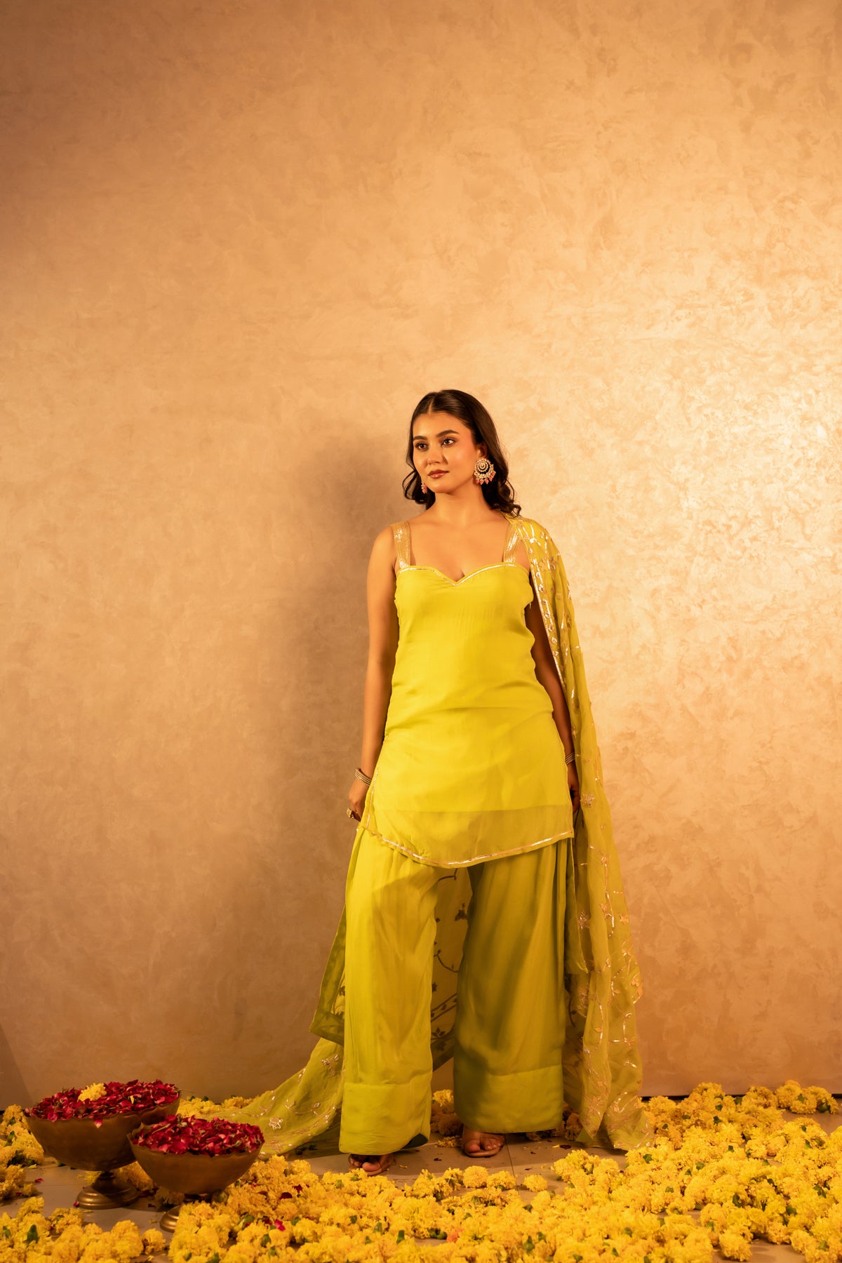 GOTTA BAZAR GREEN ORGANZA GOTA PATTI FARSI SALWAR SUT WITH JAAL DUPATTA