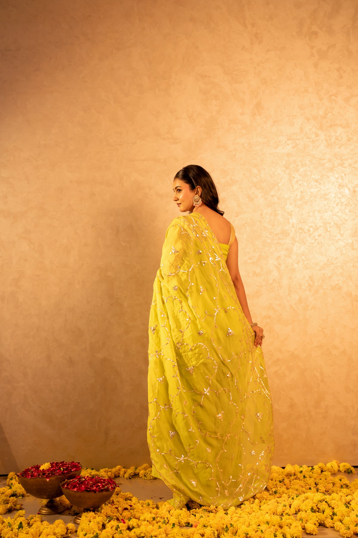GOTTA BAZAR GREEN ORGANZA GOTA PATTI FARSI SALWAR SUT WITH JAAL DUPATTA