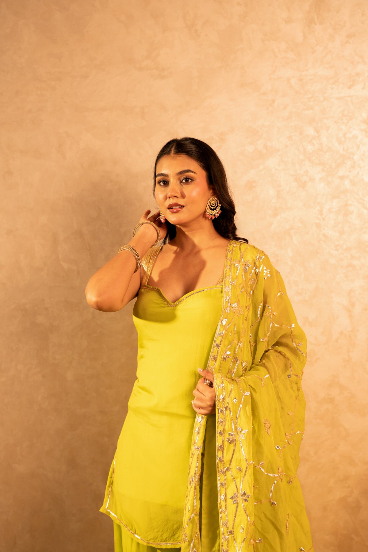 GOTTA BAZAR GREEN ORGANZA GOTA PATTI FARSI SALWAR SUT WITH JAAL DUPATTA