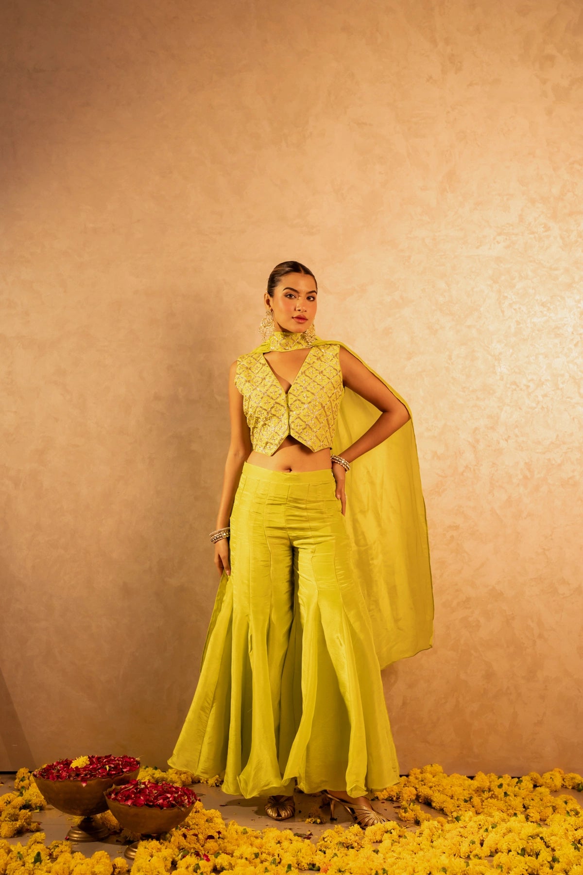 GOTTA BAZAR NEON COSMOS DABKA WORK SHARARA SET