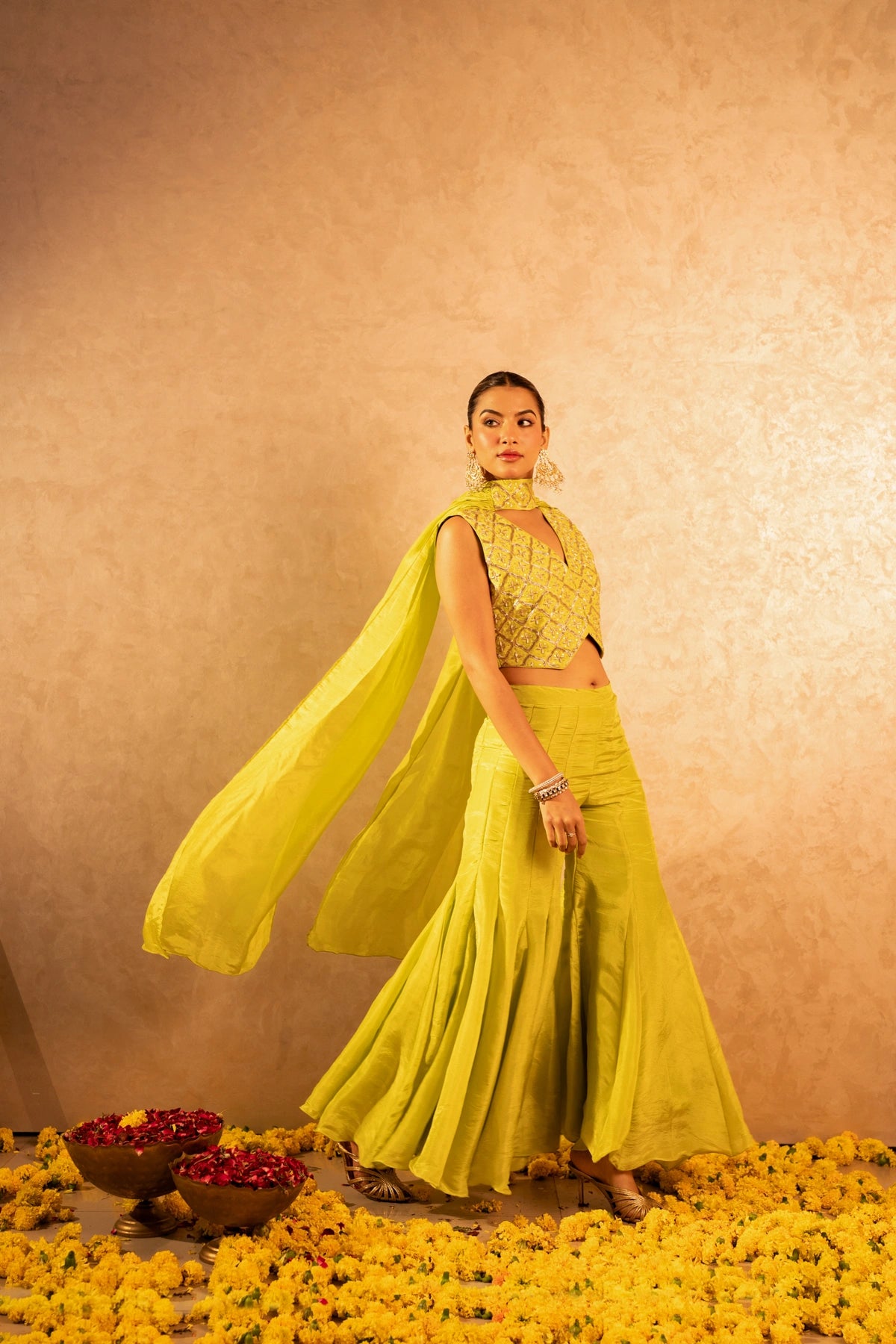 GOTTA BAZAR NEON COSMOS DABKA WORK SHARARA SET