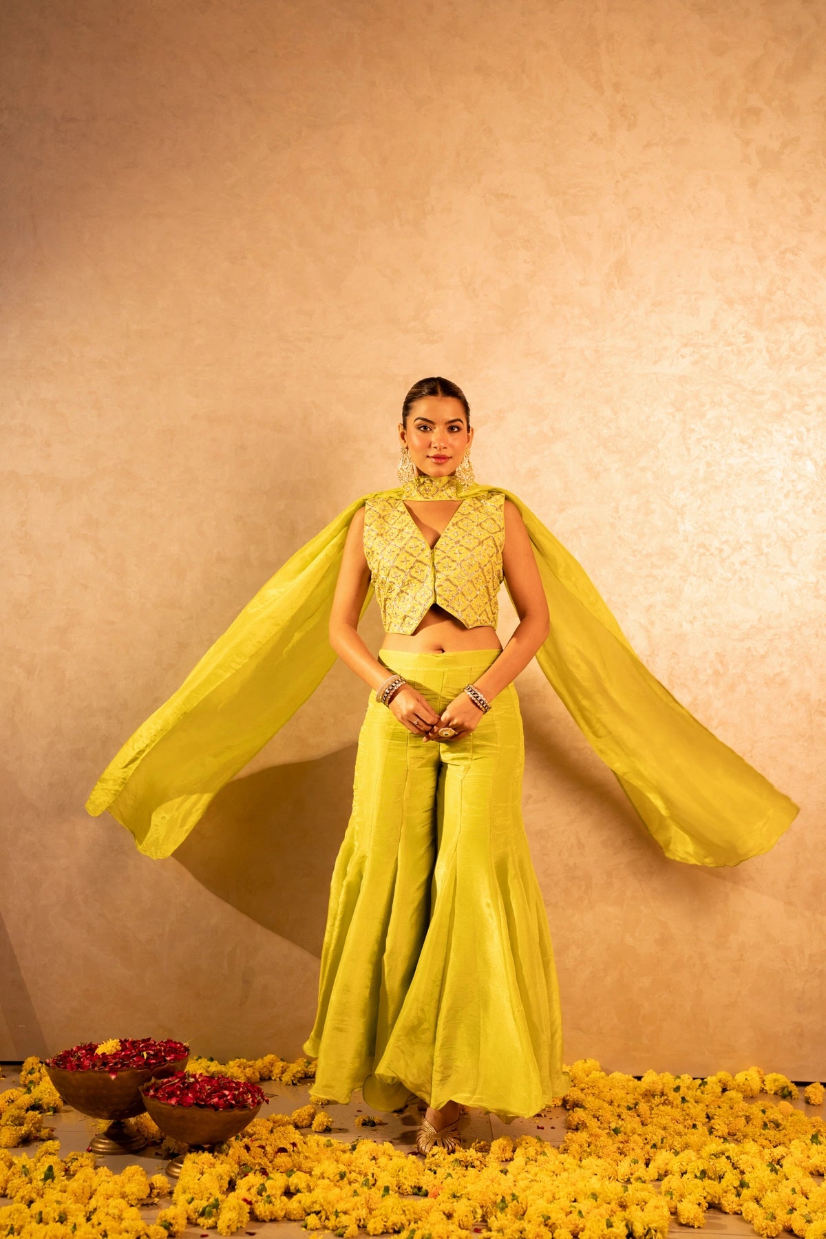 GOTTA BAZAR NEON COSMOS DABKA WORK SHARARA SET