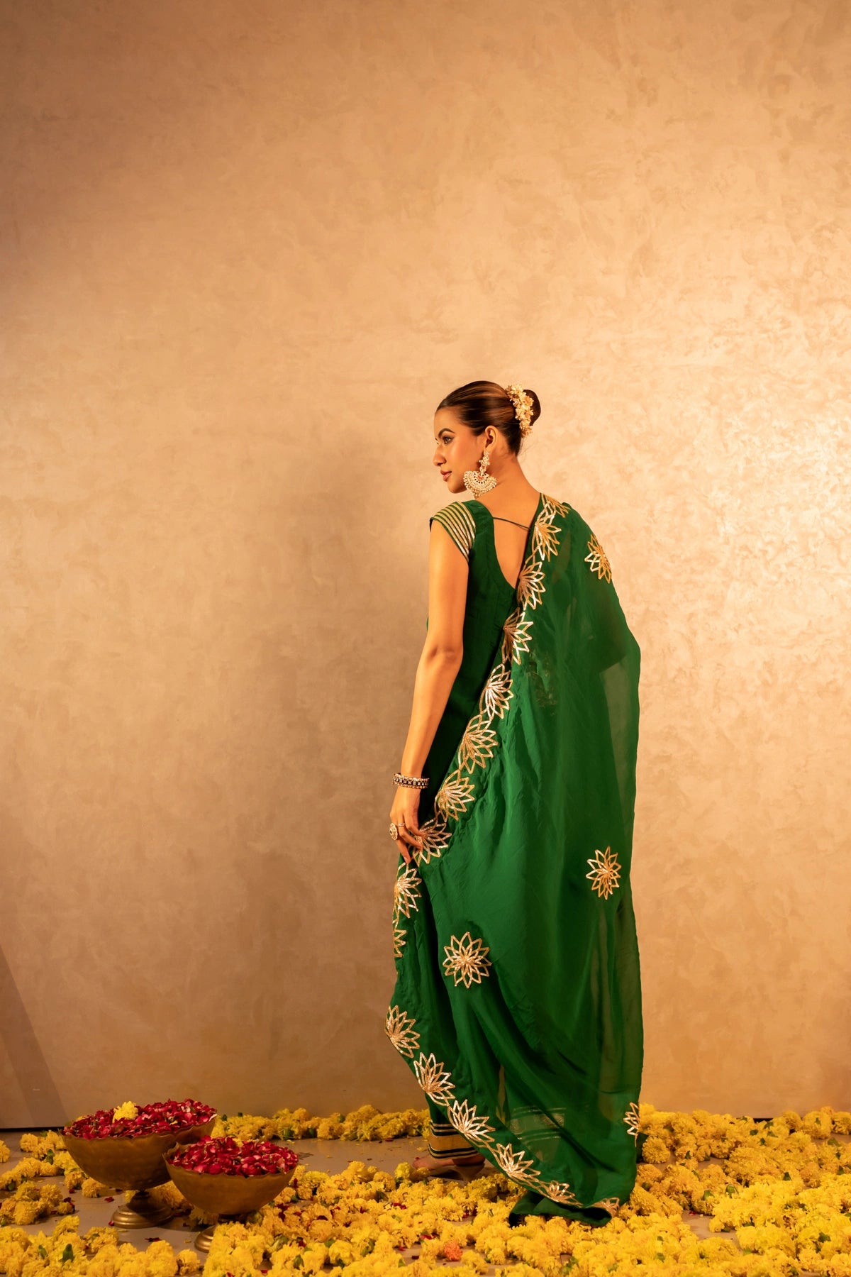 GOTTA BAZAR GREEN ORGANZA GOTA PATTI STRAIGHT SUIT SET