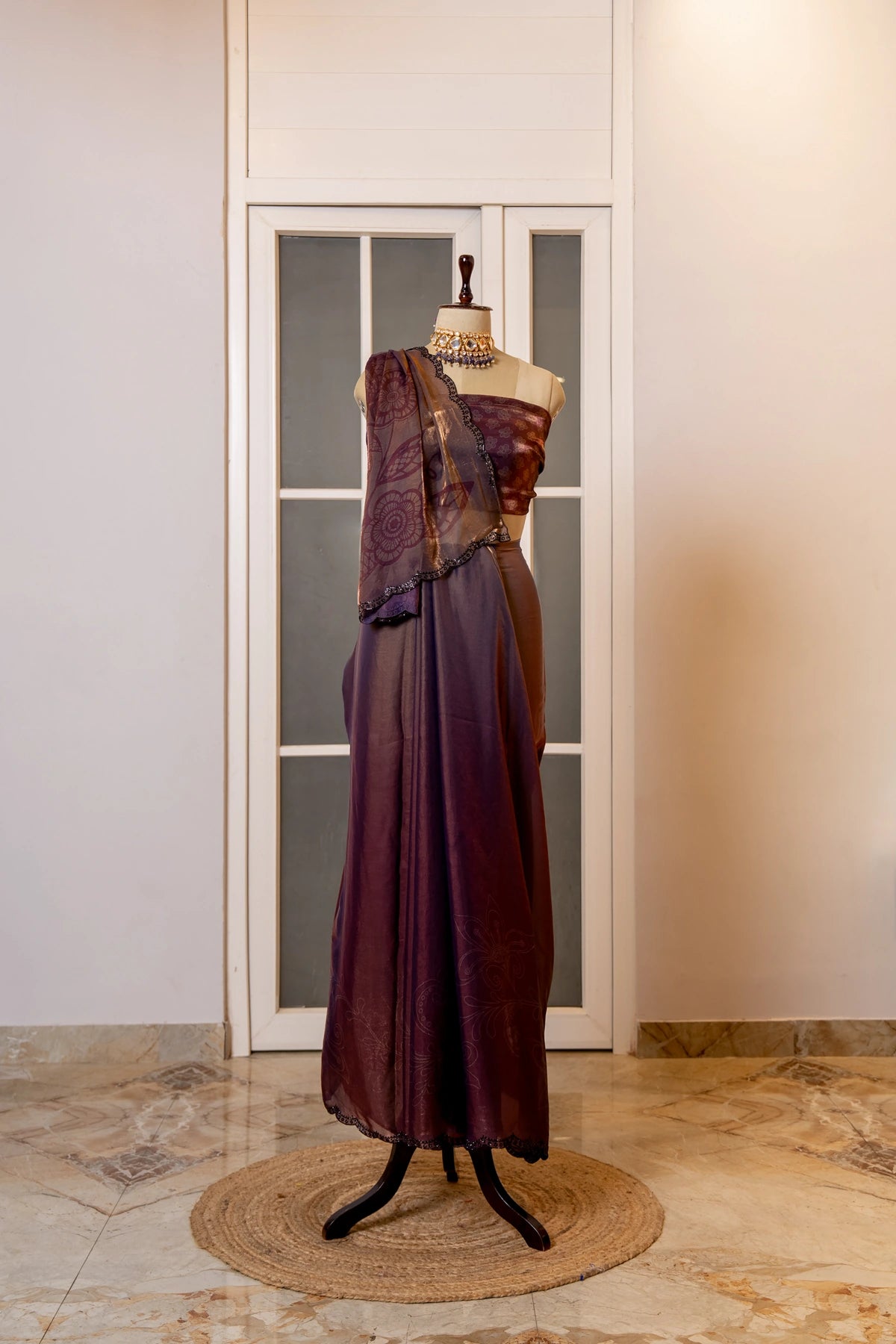 SOOT RAAG SMOKY SHIMMER SILK SAREE WITH BLOUSE PIECE