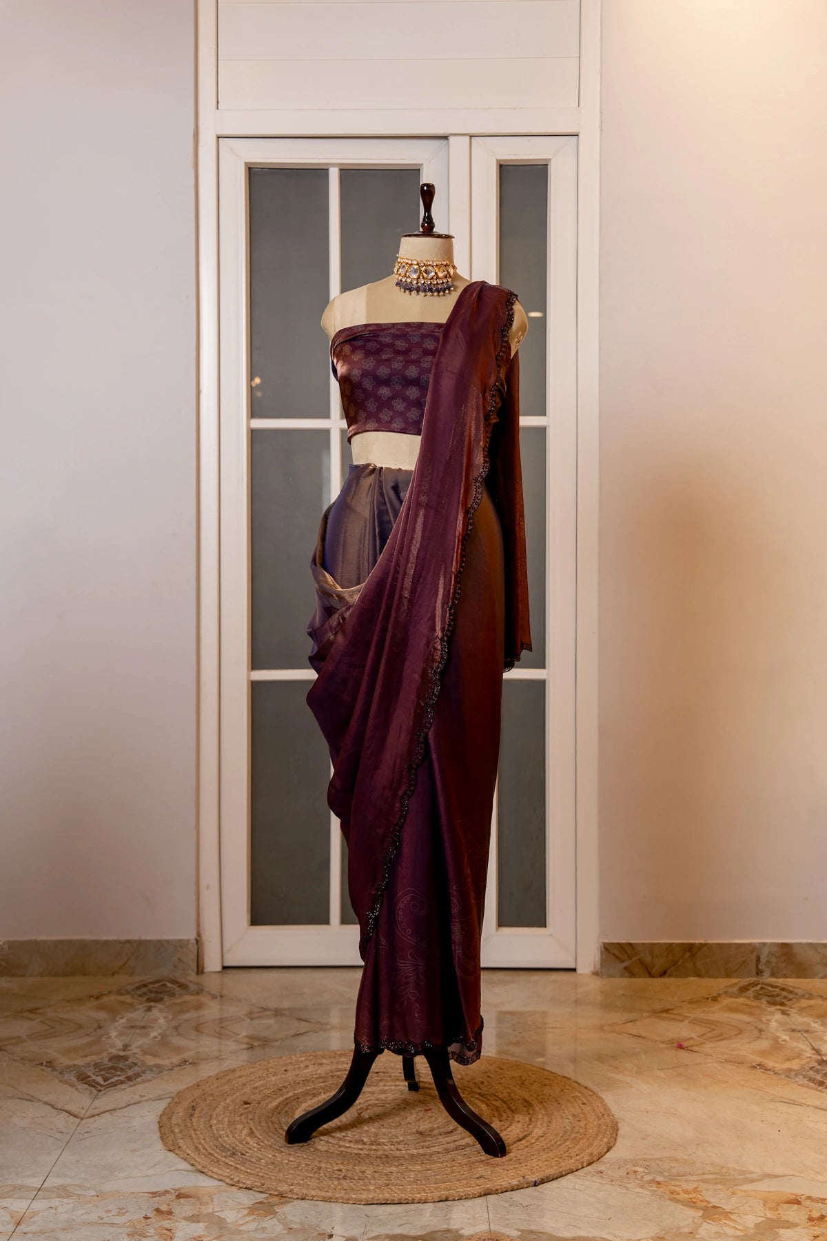 SOOT RAAG SMOKY SHIMMER SILK SAREE WITH BLOUSE PIECE