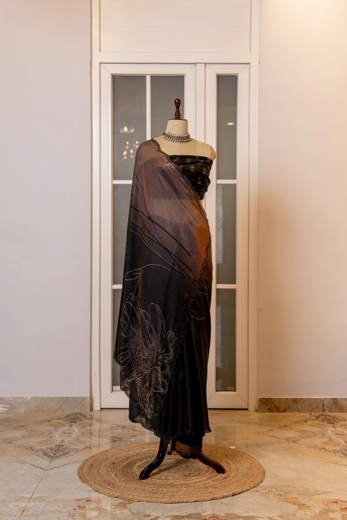 SOOT RAAG SMOKY DARK SHIMMER SILK SAREE WITH BLOUSE PIECE