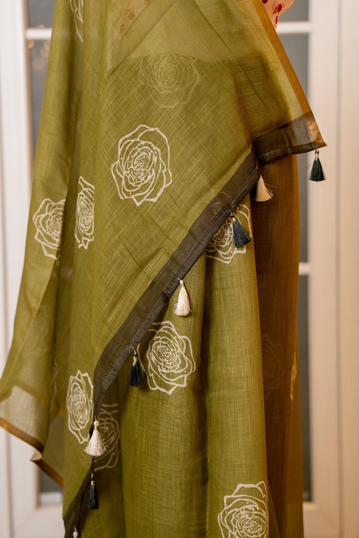SOOT RAAG GREEN COTTON HAND BLOCK PRINT SAREE