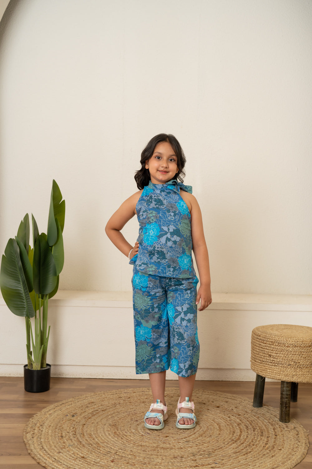 COTTON HAND BLOCK PRINT BLUE BLOSSOM FAMILY OUTFIT COMBO