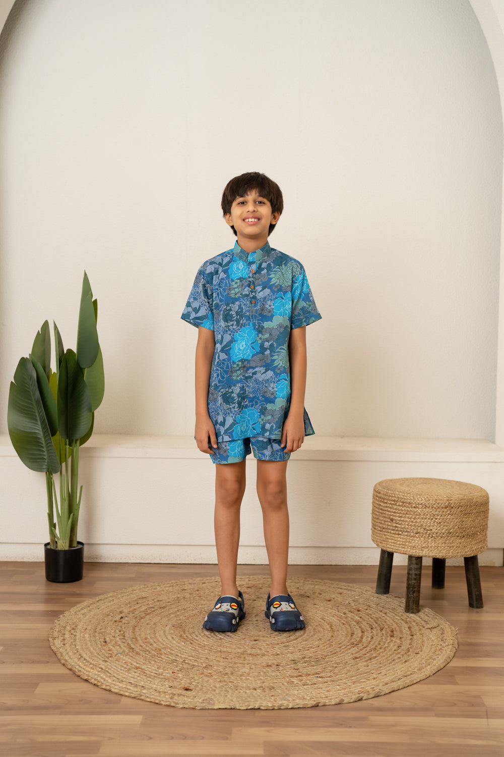 COTTON HAND BLOCK PRINT BLUE BLOSSOM FAMILY OUTFIT COMBO