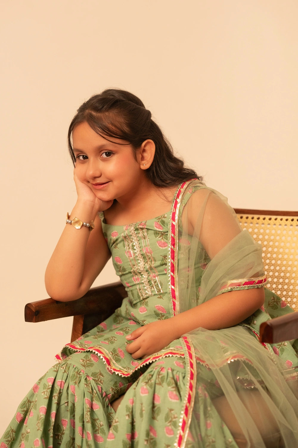 KHILKARI THE PISTA BUTI COTTON SHARARA SET