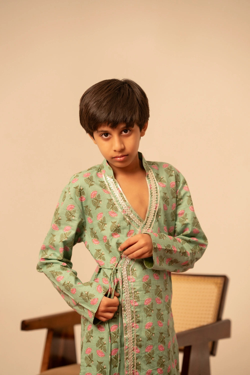 KHILKARI PISTA PETAL ANGRAKHA STYLE KURTA SET