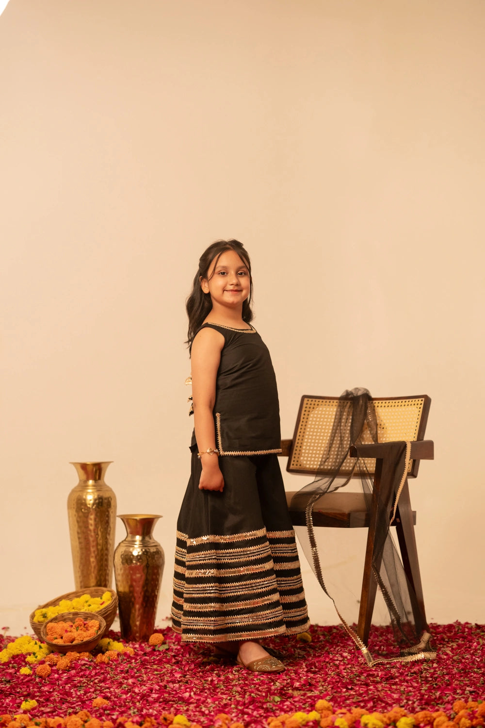 KHILKARI MIDNIGHT MAGIC COTTON SILK SHARARA SET