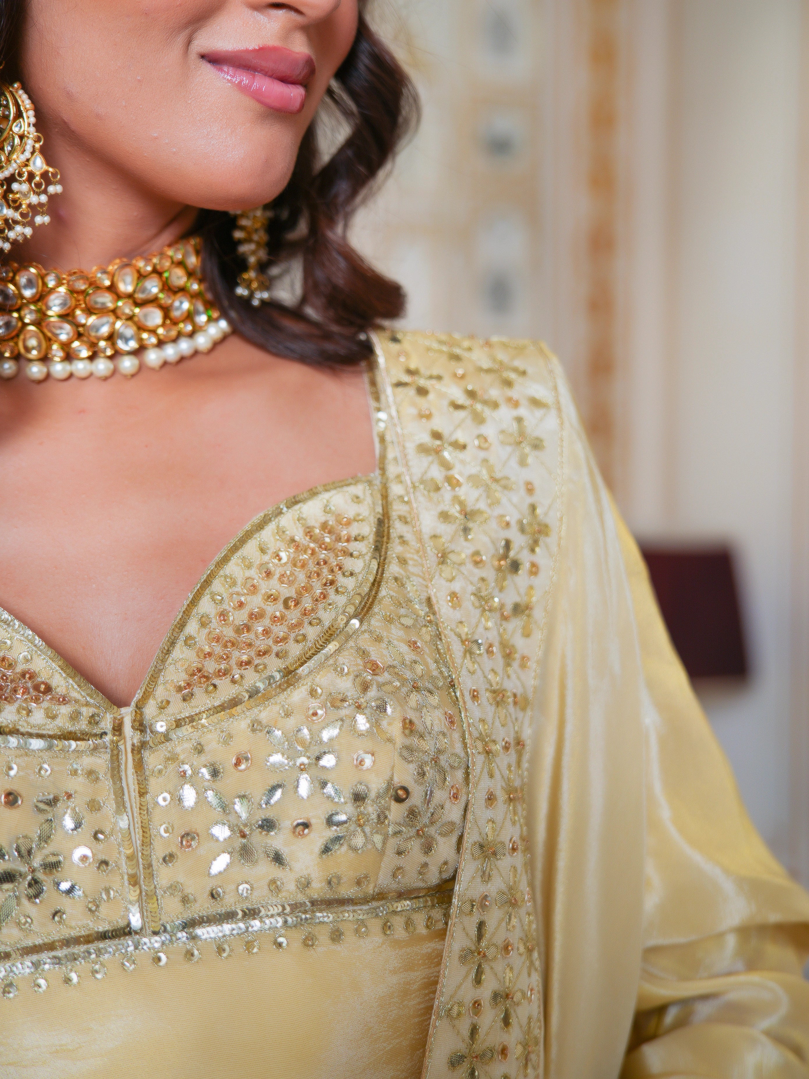MEHFIL SUNEHRI GOLD  GOTA PATTI  KARIGARI COSMO LEHENGA SET WITH DUPATTA