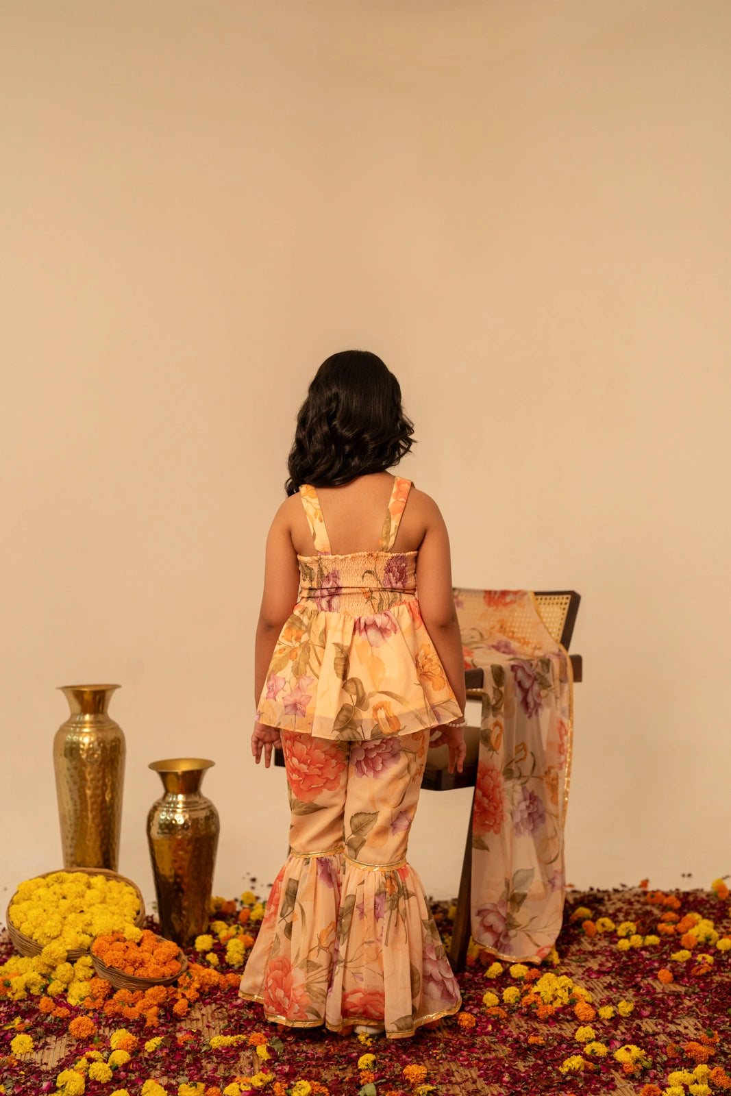 KHILKARI PEACH  ANGLE MUSLIN SHARARA SET