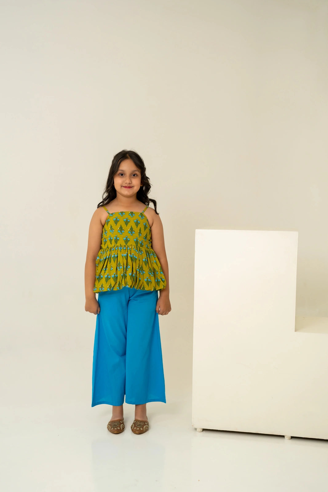 GULZAR BLUE HAND BLOCK COTTON FAMILY OUTFIT COMBO