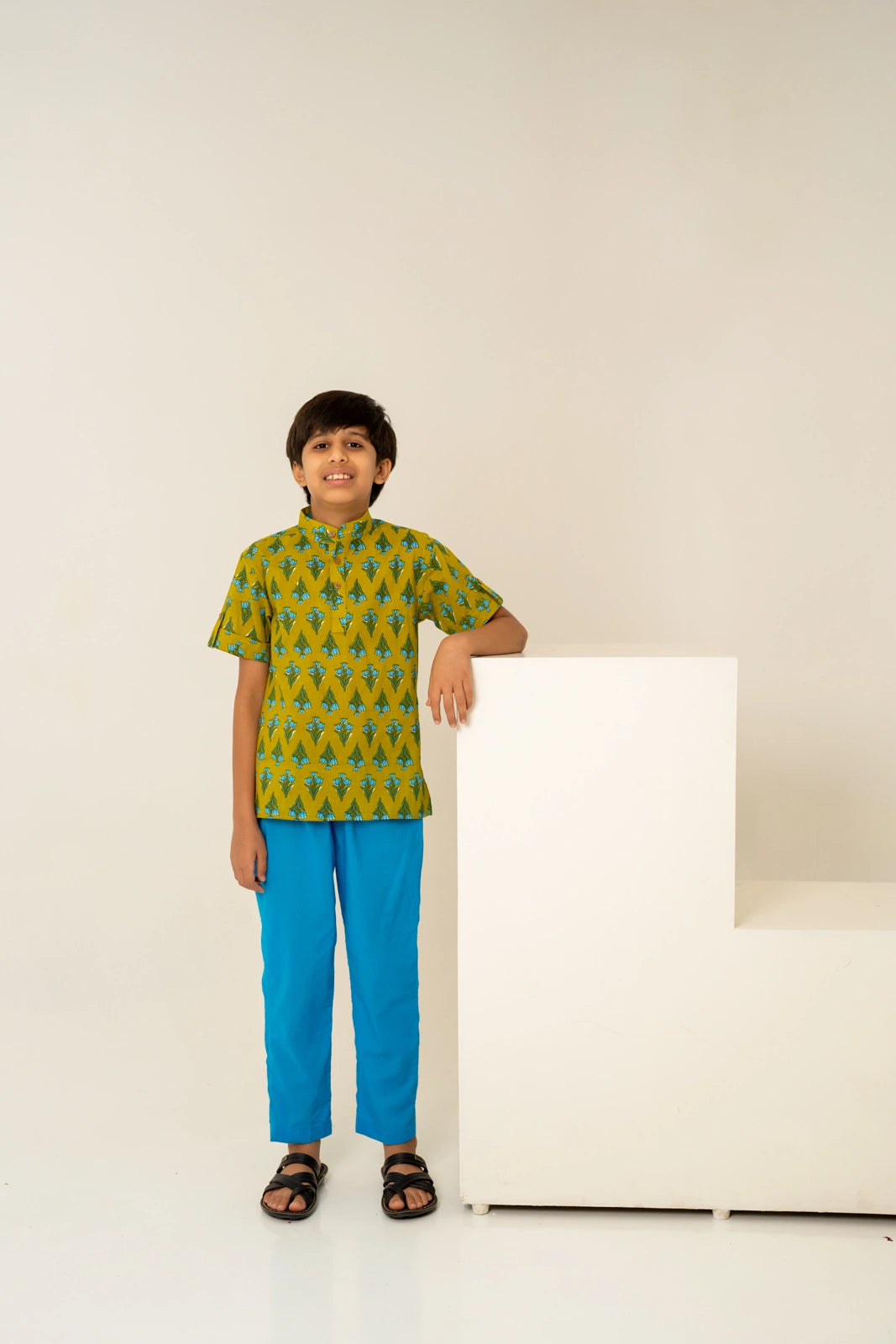 KHILKARI THE JOLLY JUNGLE HAND BLOCK COTTON SHIRT SET