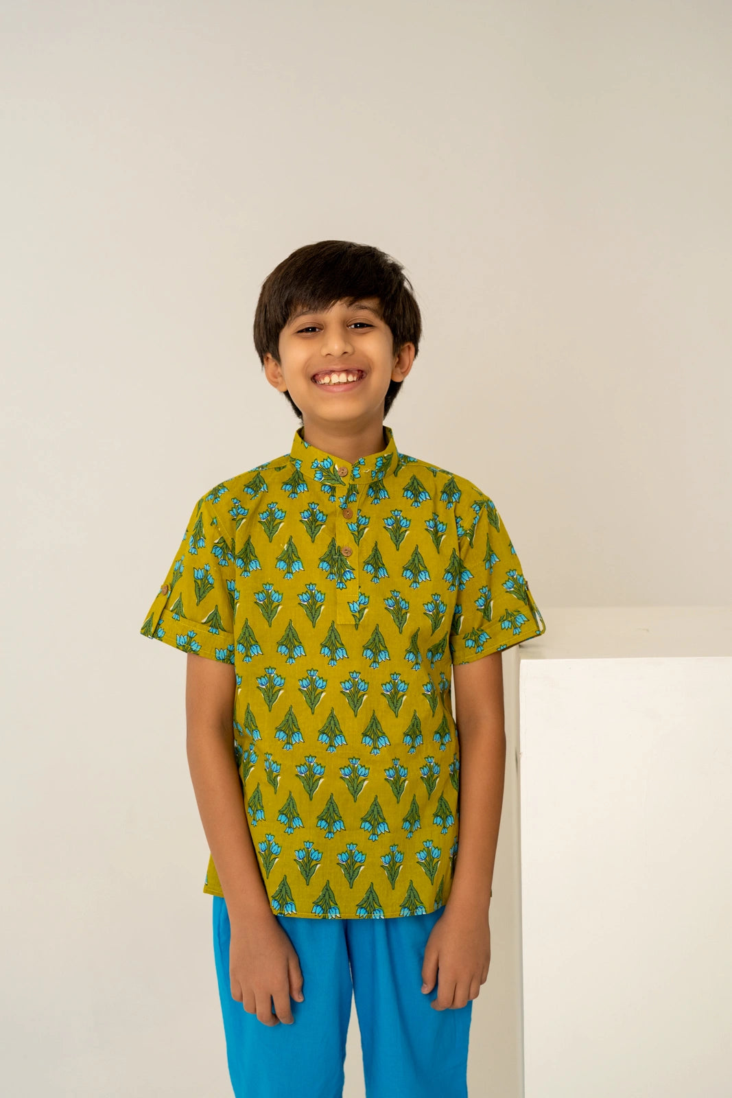 KHILKARI THE JOLLY JUNGLE HAND BLOCK COTTON SHIRT SET