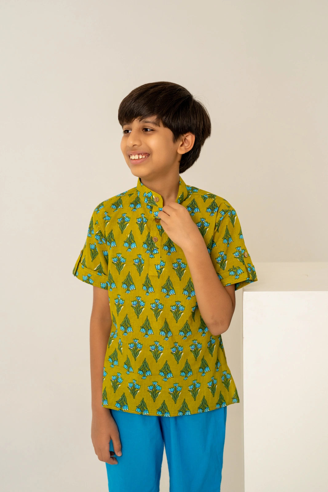 KHILKARI THE JOLLY JUNGLE HAND BLOCK COTTON SHIRT SET