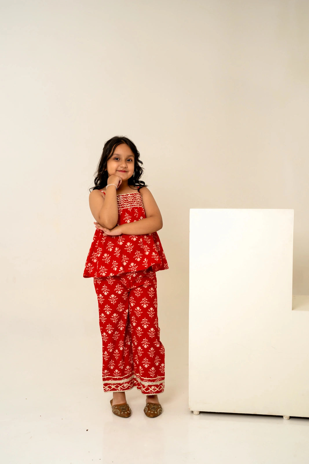 KHILKARI  THE RED BUTI-FUL COTTON HAND BLOCK TWIN SET